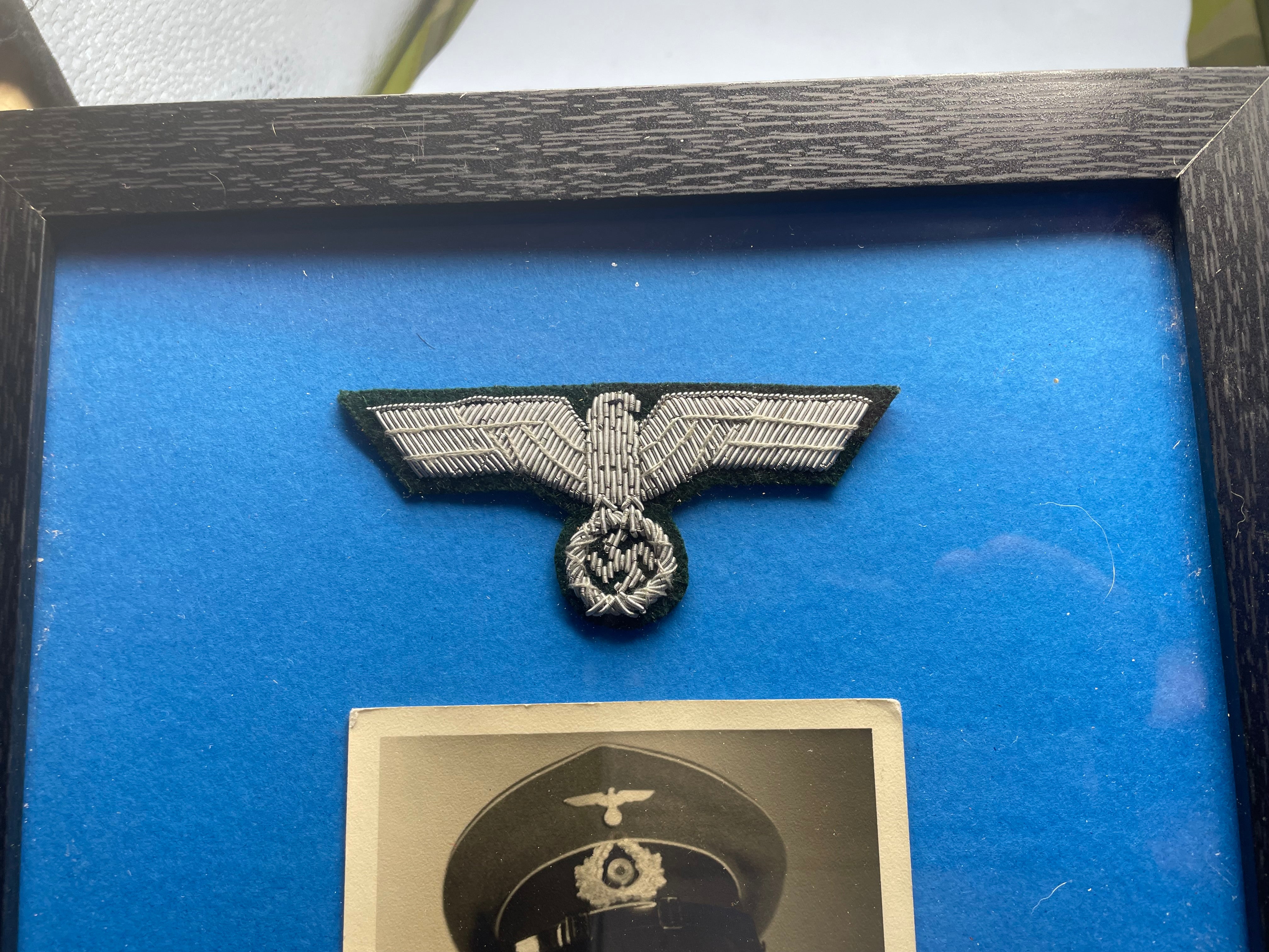 WW2 German Army Framed Eagle Badge & Photograph - The Militaria Shop
