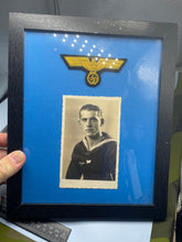 Load image into Gallery viewer, WW2 German Navy Framed Eagle Badge & Photograph - The Militaria Shop