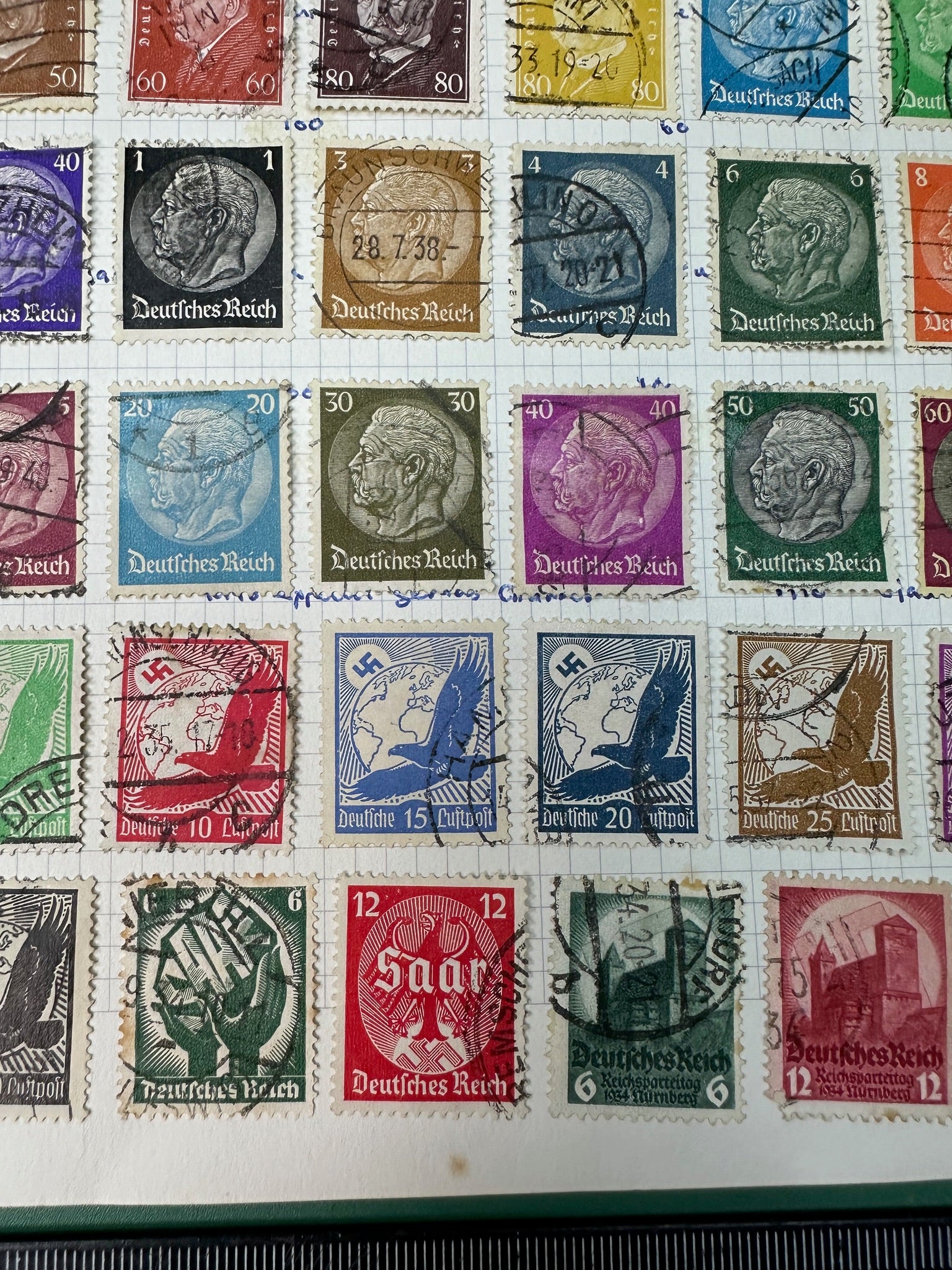 Original WW2 German Stamp Collection Sheet - The Militaria Shop