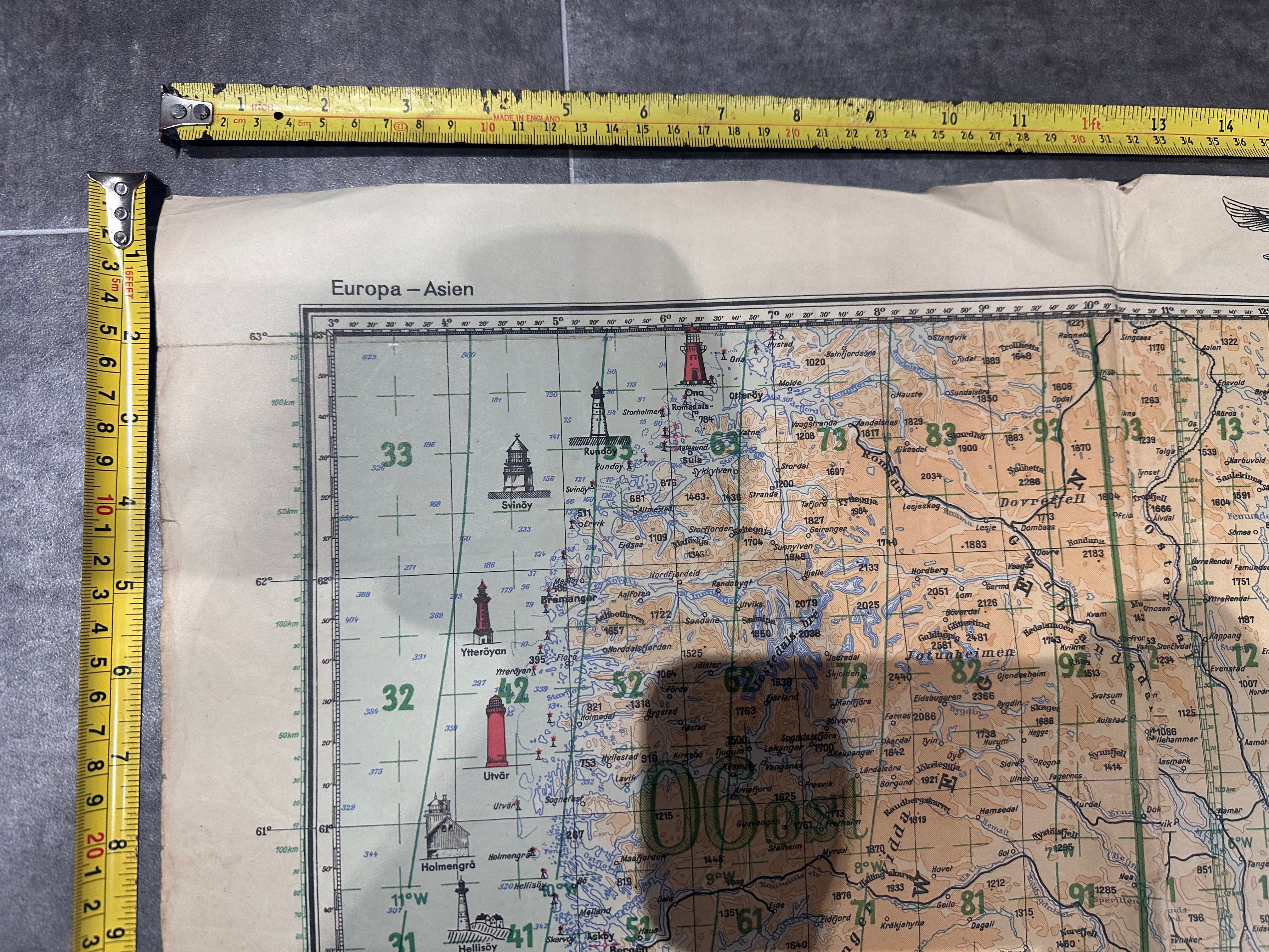 WW2 German Luftwaffe Pilots Navigation Map of Europe - 1943 - The Militaria Shop