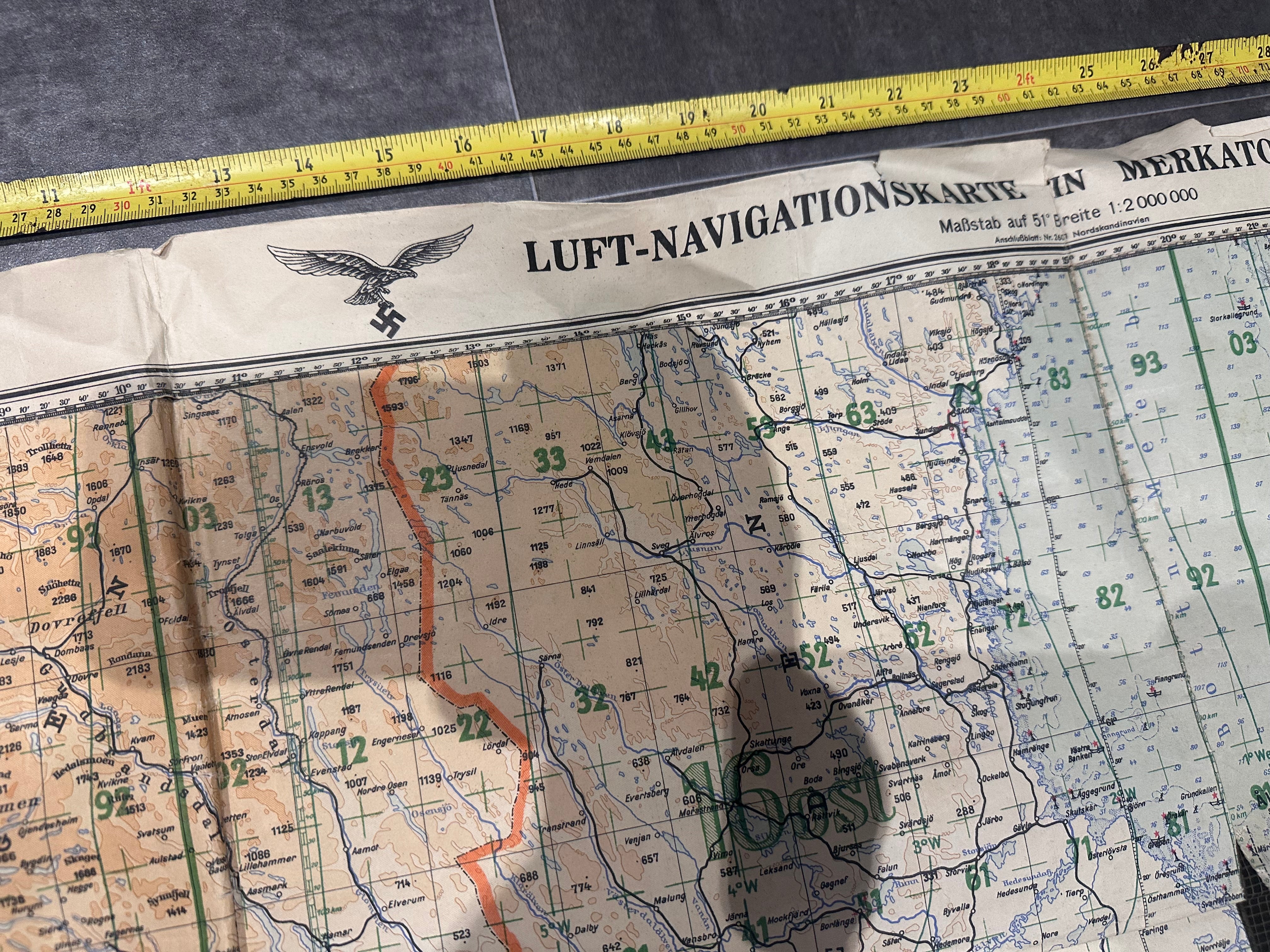 WW2 German Luftwaffe Pilots Navigation Map of Europe - 1943 - The Militaria Shop