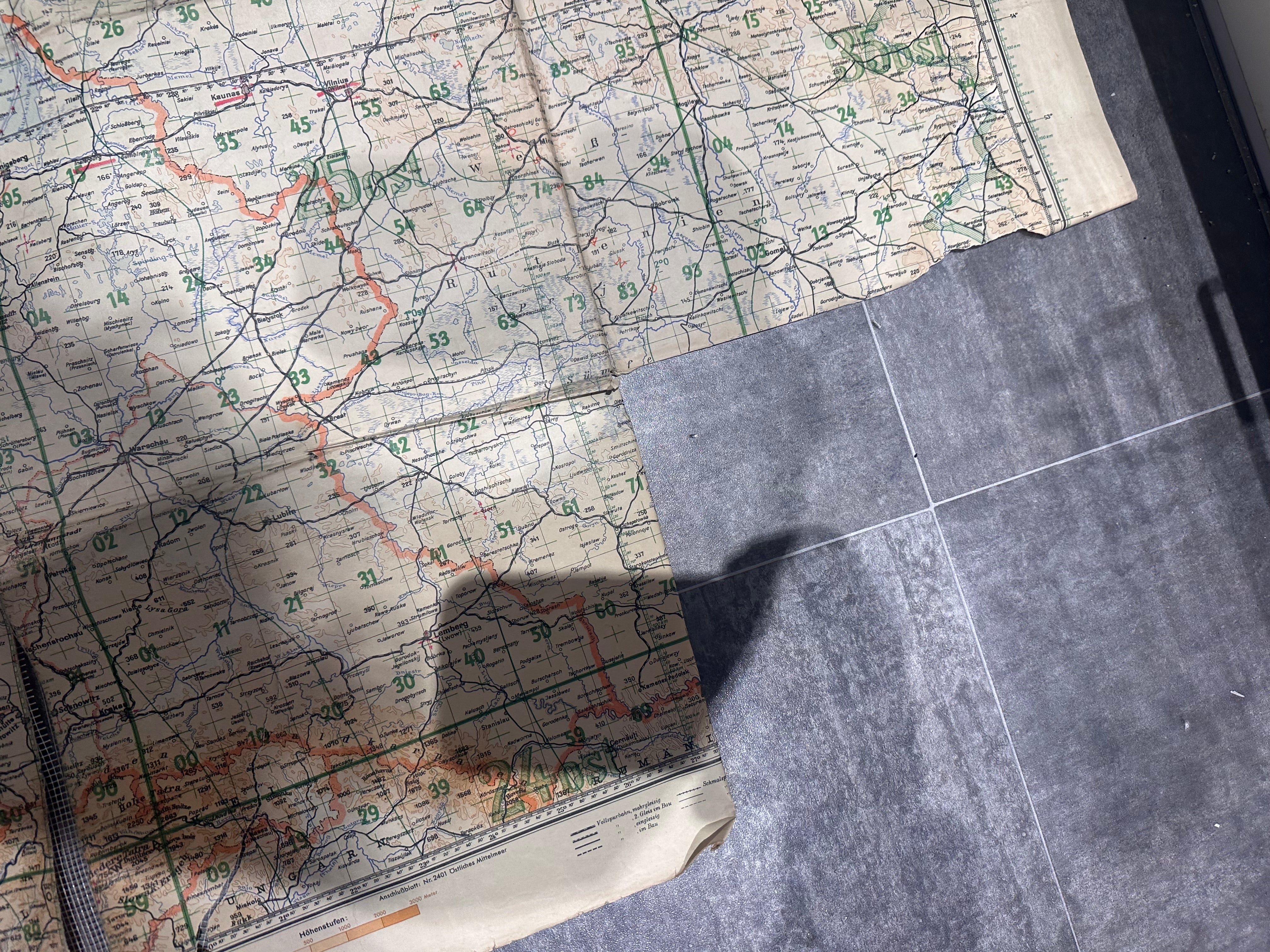 WW2 German Luftwaffe Pilots Navigation Map of Europe - 1943 - The Militaria Shop