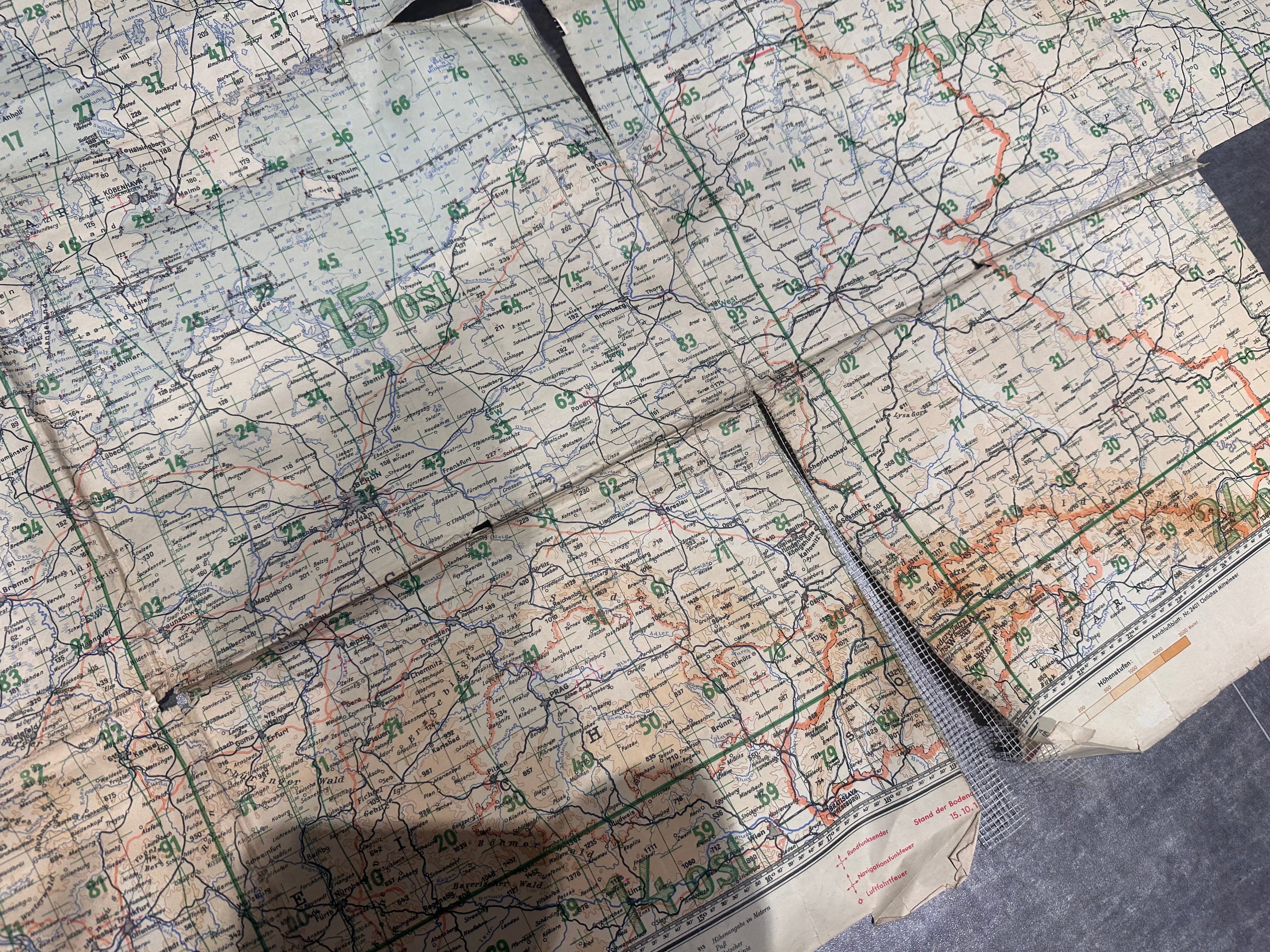WW2 German Luftwaffe Pilots Navigation Map of Europe - 1943 - The Militaria Shop