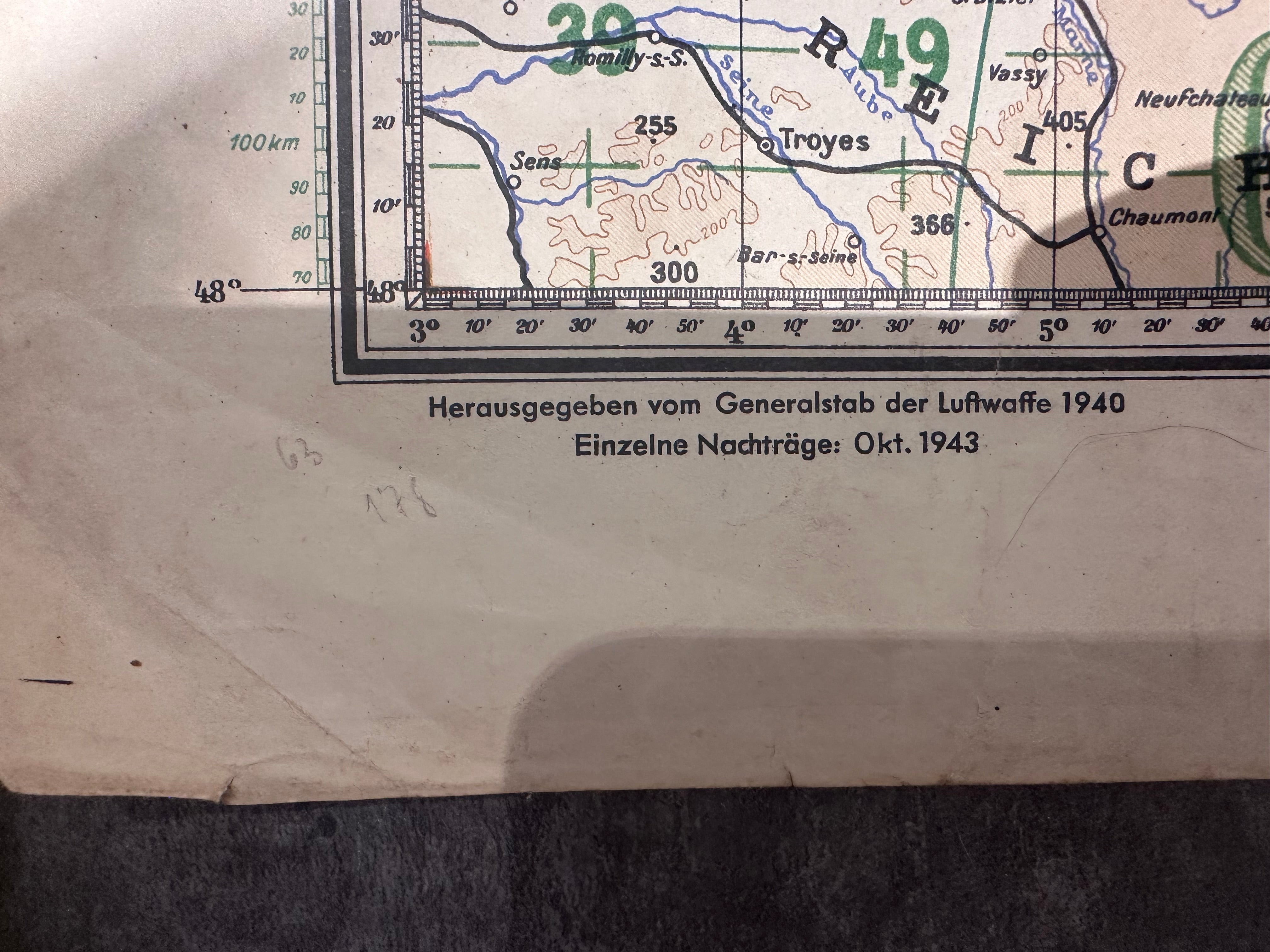 WW2 German Luftwaffe Pilots Navigation Map of Europe - 1943 - The Militaria Shop
