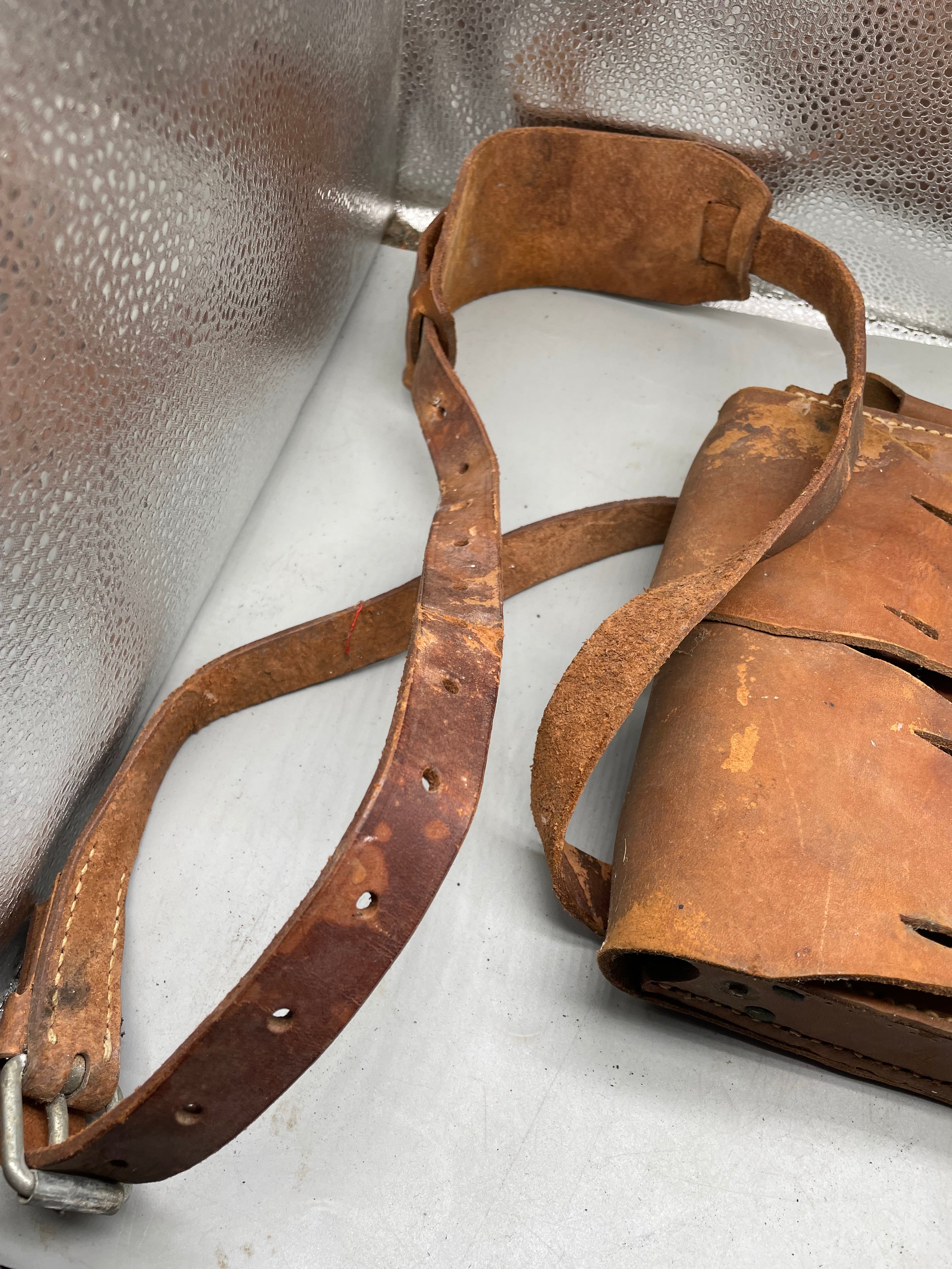 Original WW2 Era Swedish Army Leather Magazine Carrying Bag - The Militaria Shop