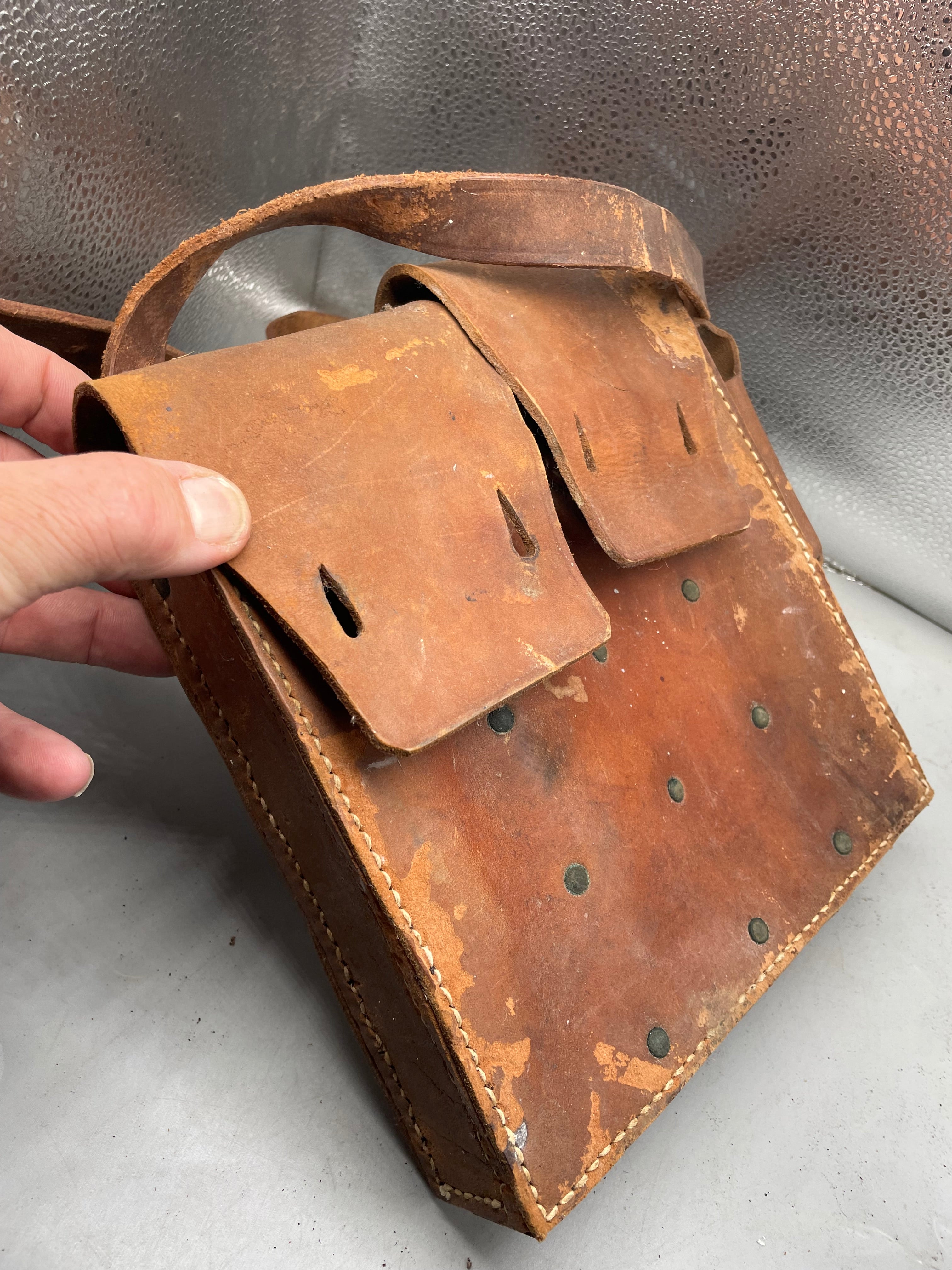 Original WW2 Era Swedish Army Leather Magazine Carrying Bag - The Militaria Shop