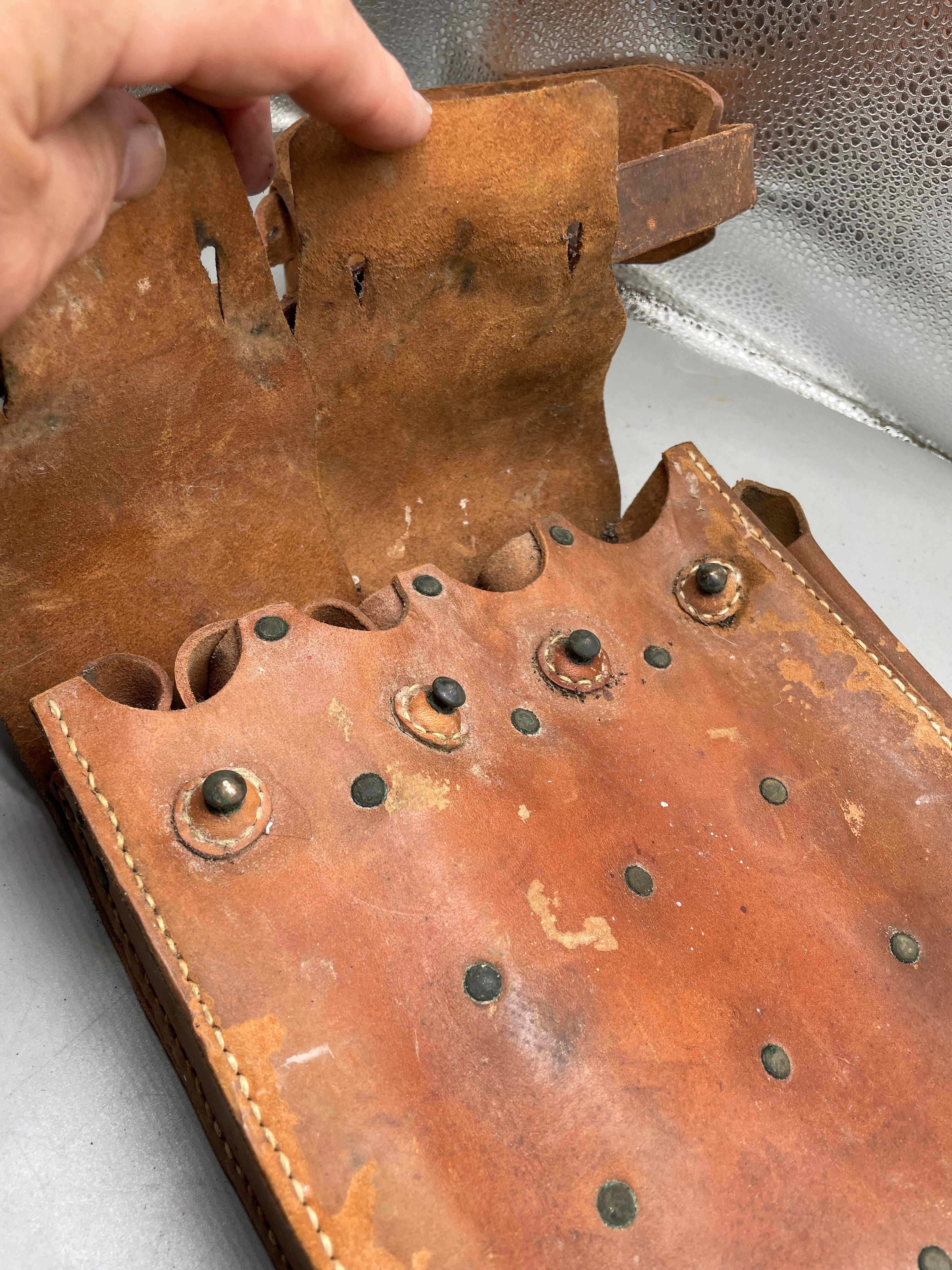 Original WW2 Era Swedish Army Leather Magazine Carrying Bag - The Militaria Shop