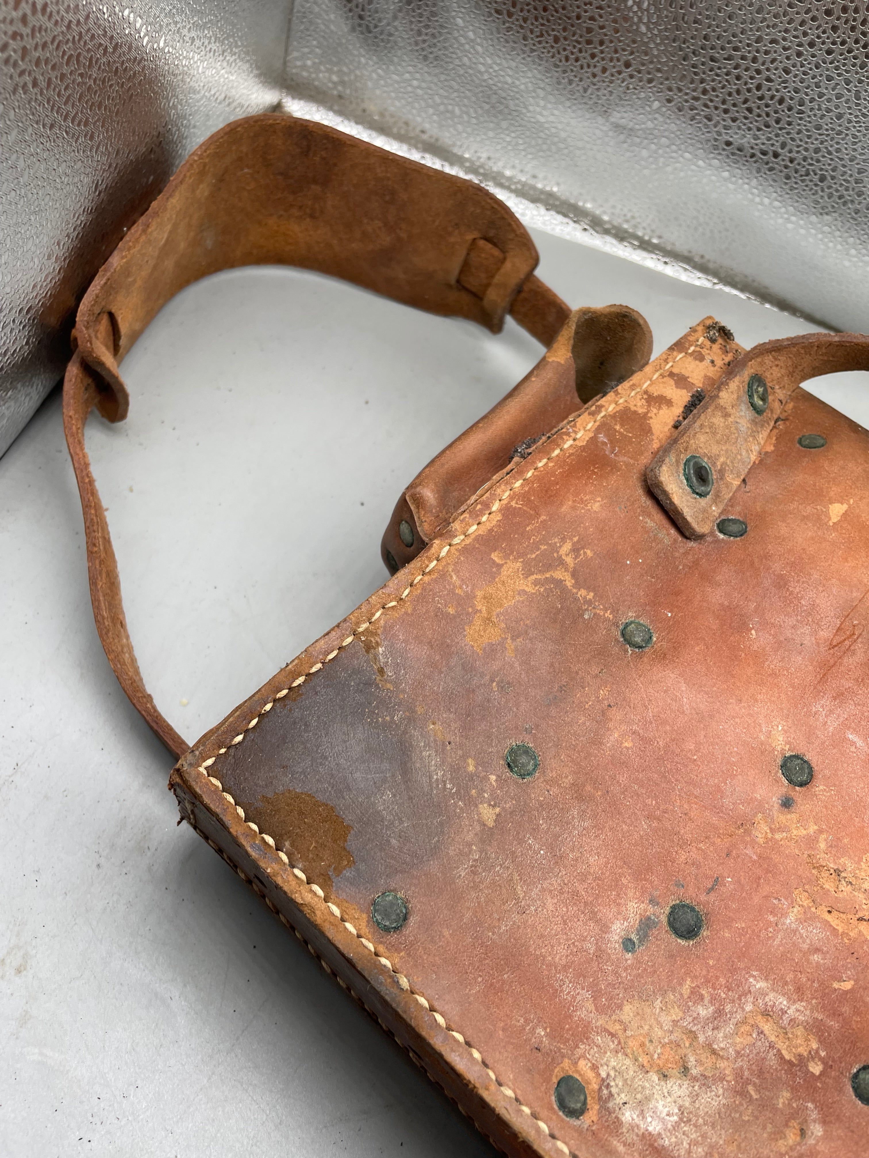 Original WW2 Era Swedish Army Leather Magazine Carrying Bag - The Militaria Shop