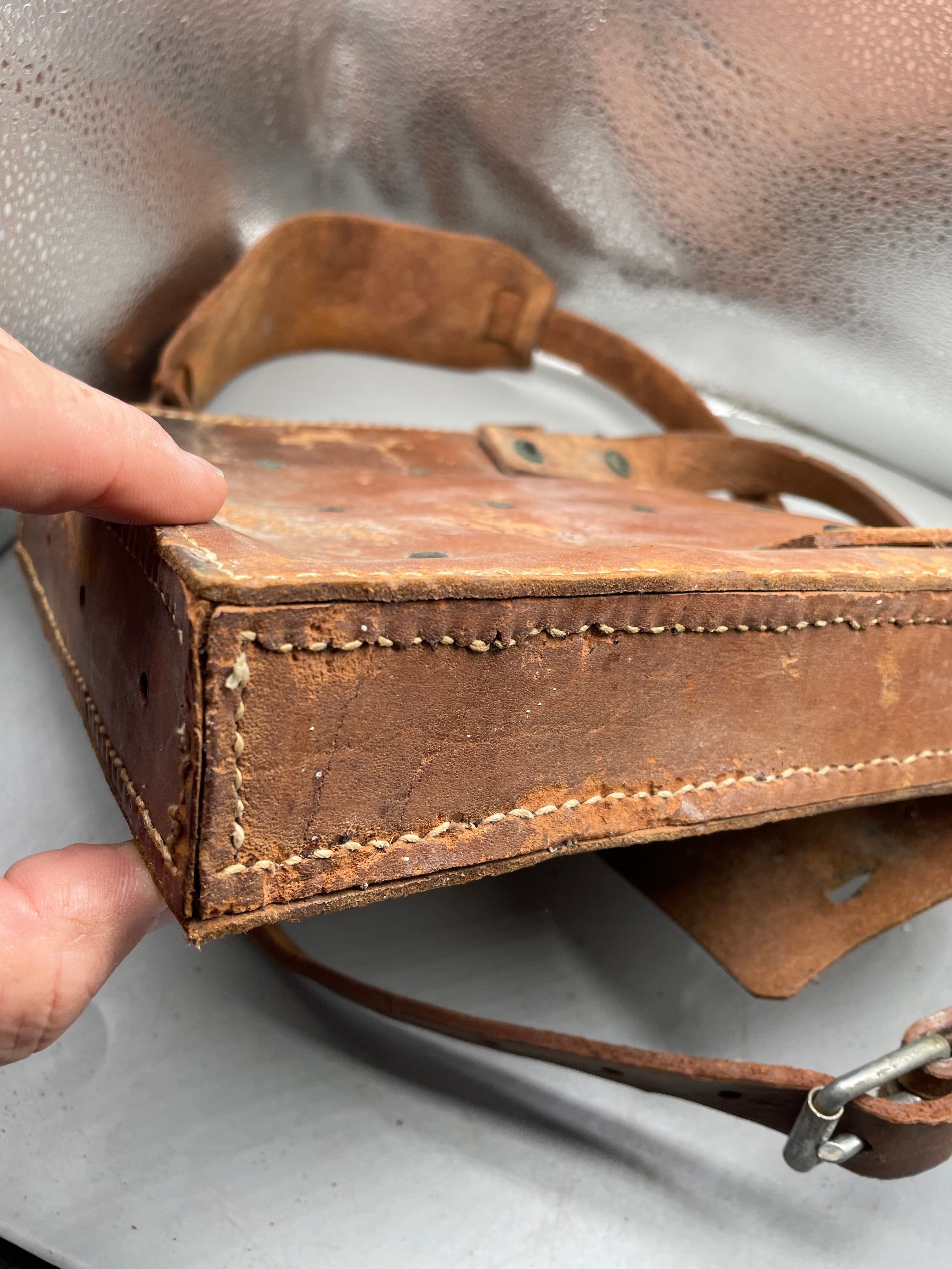 Original WW2 Era Swedish Army Leather Magazine Carrying Bag - The Militaria Shop