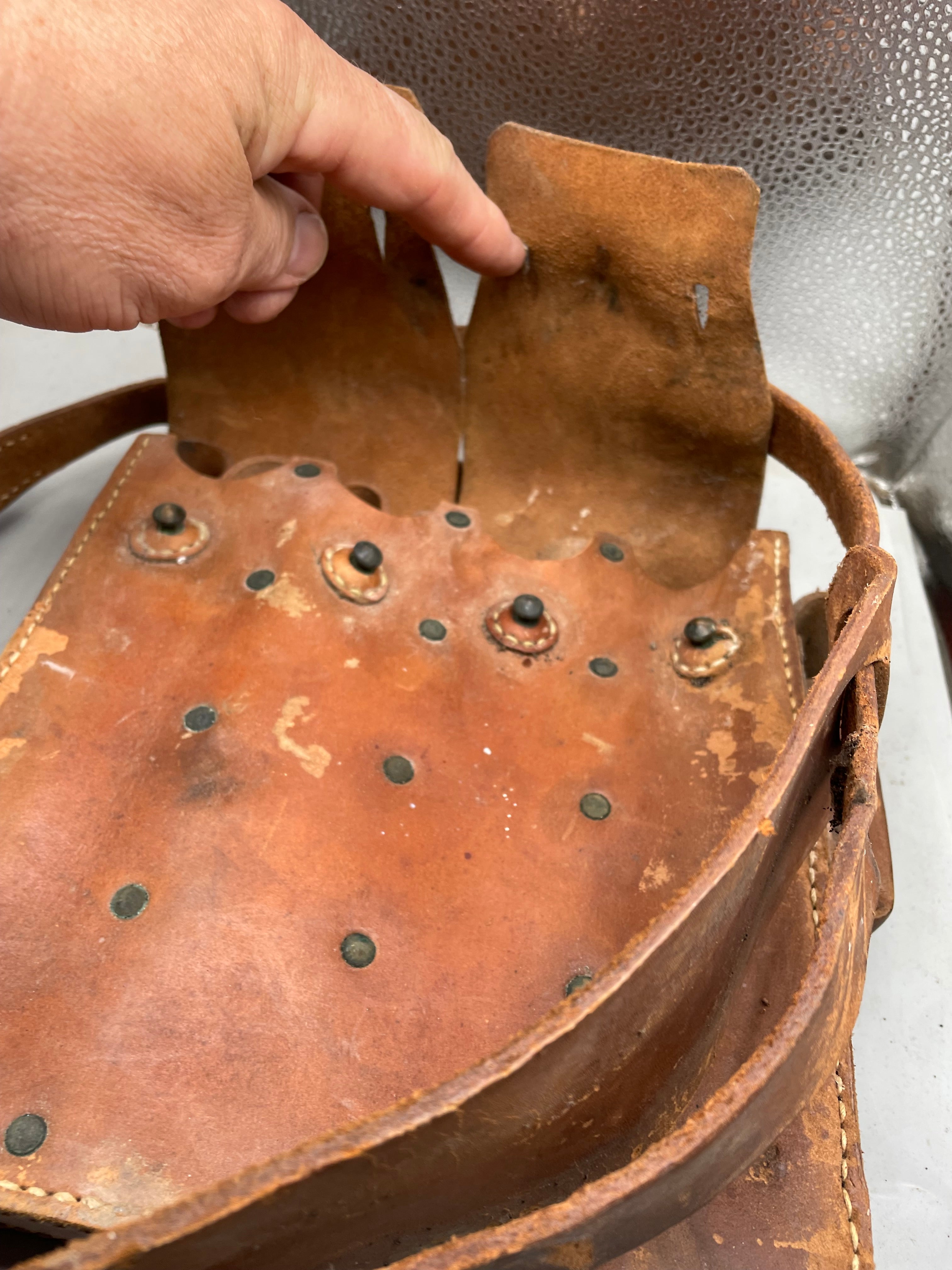 Original WW2 Era Swedish Army Leather Magazine Carrying Bag - The Militaria Shop