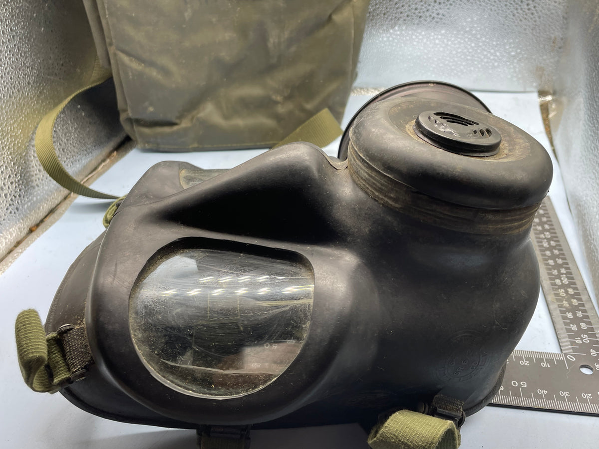 Original British Army Cold War Era Gas Mask with Filter in Bag - The Militaria Shop