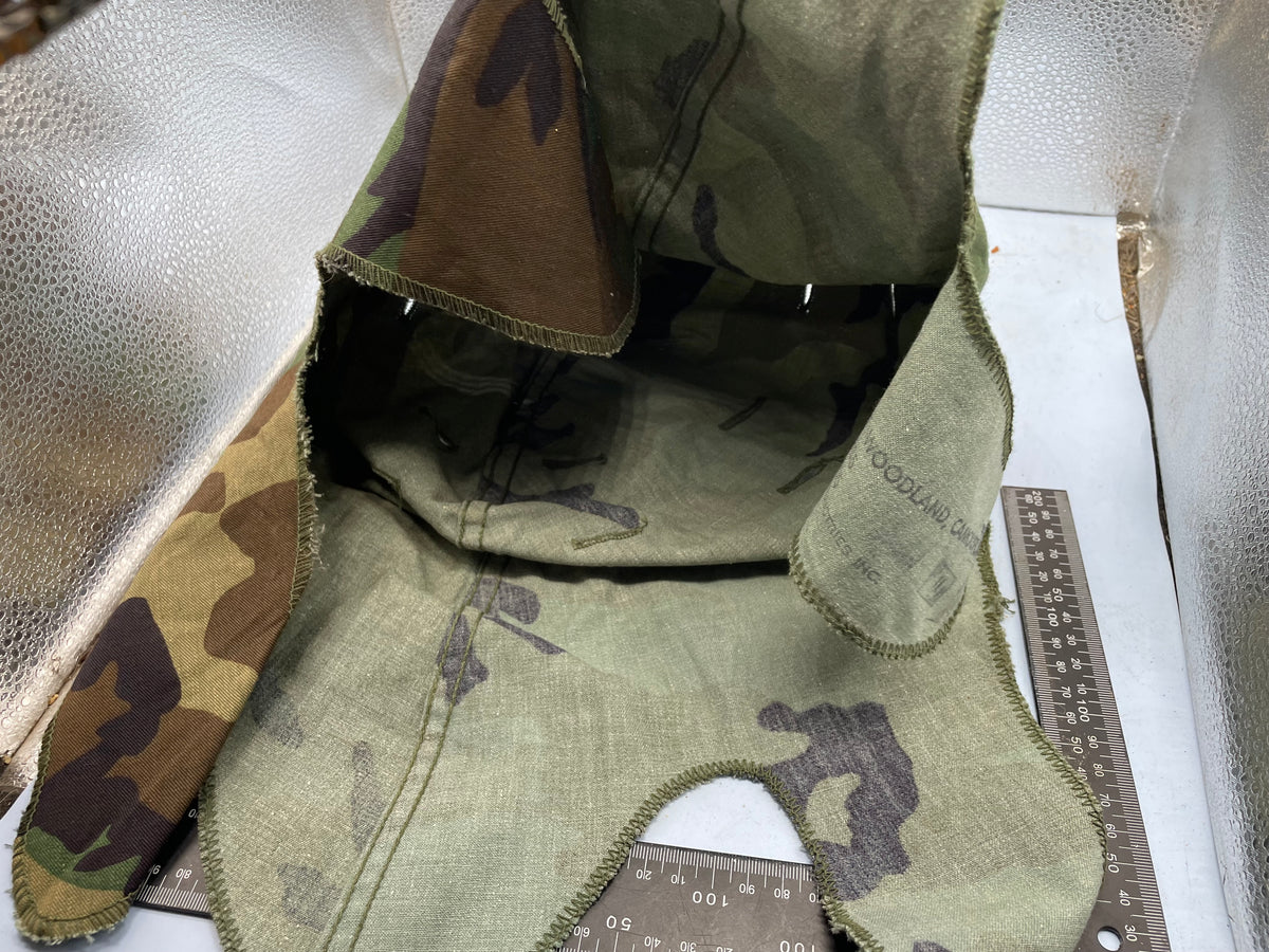 Original US Army Woodland Camouflage Helmet Cover in Good Condition - The Militaria Shop