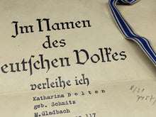 Load image into Gallery viewer, Original WW2 German Mother's Cross in Silver with Certificate - Adolf Hitler Signature - The Militaria Shop