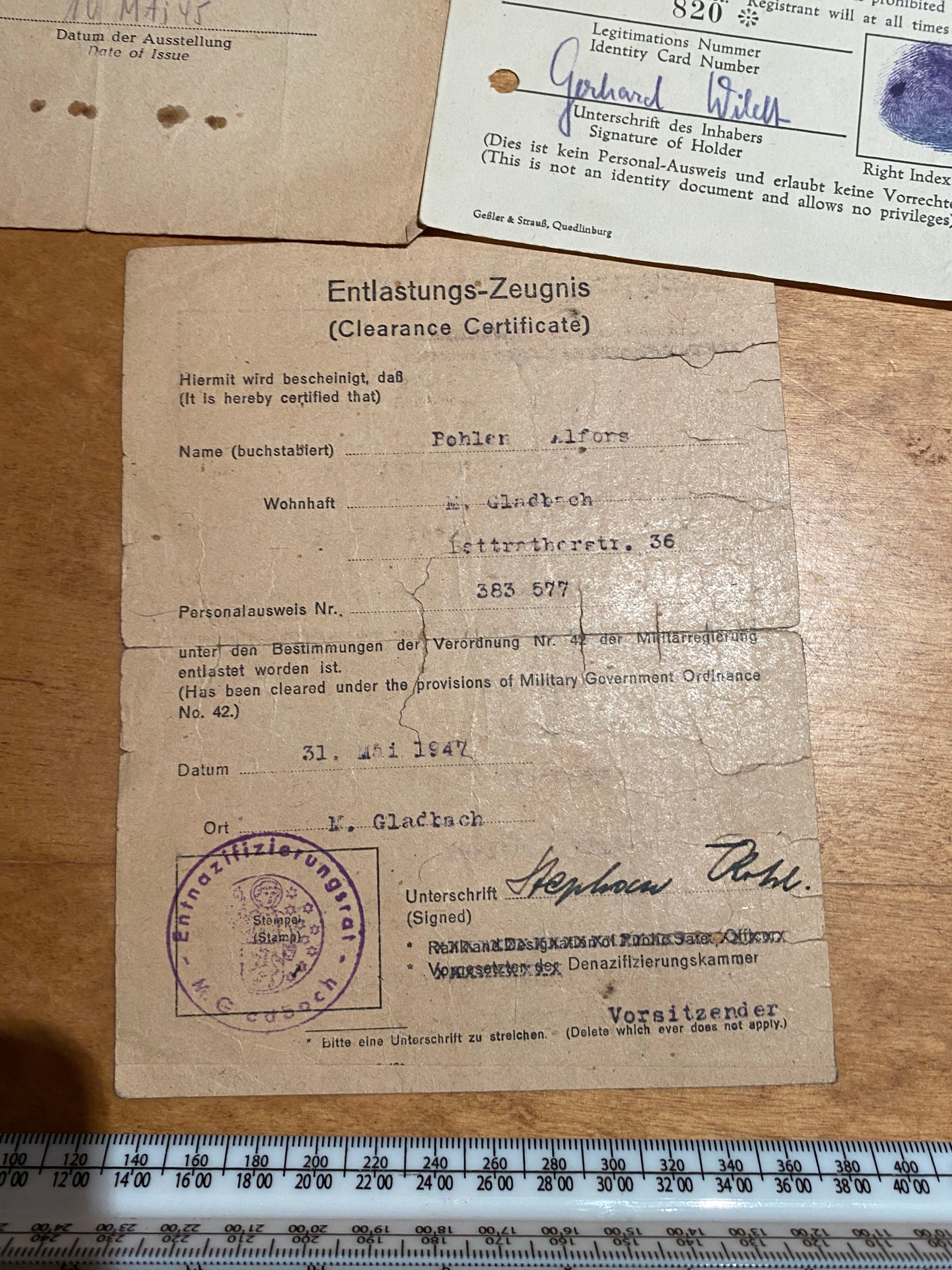 WW2 German / British Occupation of Germany - Military Documents. Interesting Group. - The Militaria Shop