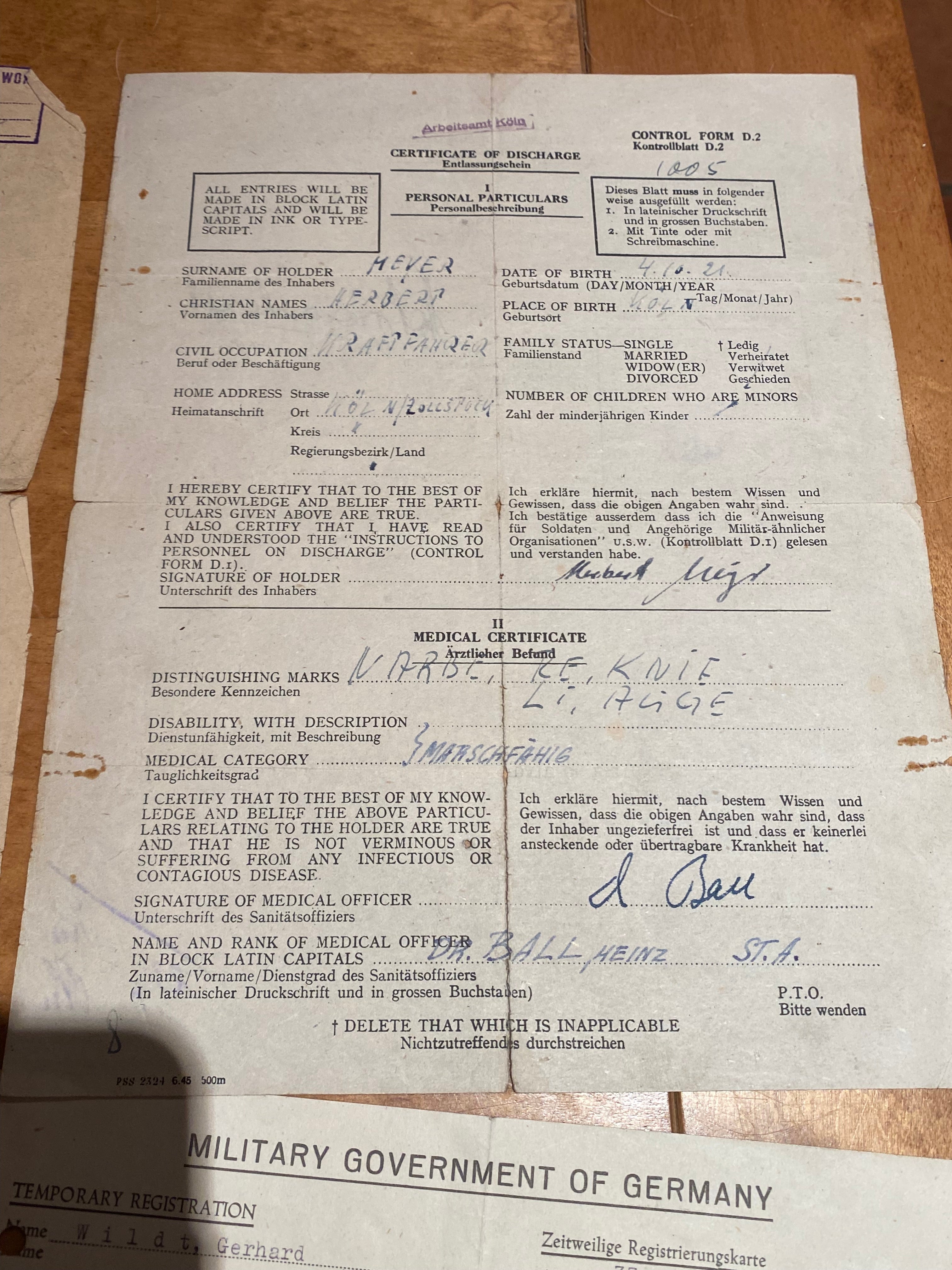 WW2 German / British Occupation of Germany - Military Documents. Interesting Group. - The Militaria Shop