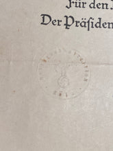 Load image into Gallery viewer, Original WW2 German Railway Award Certificate issued to a Railway Assistant. - The Militaria Shop