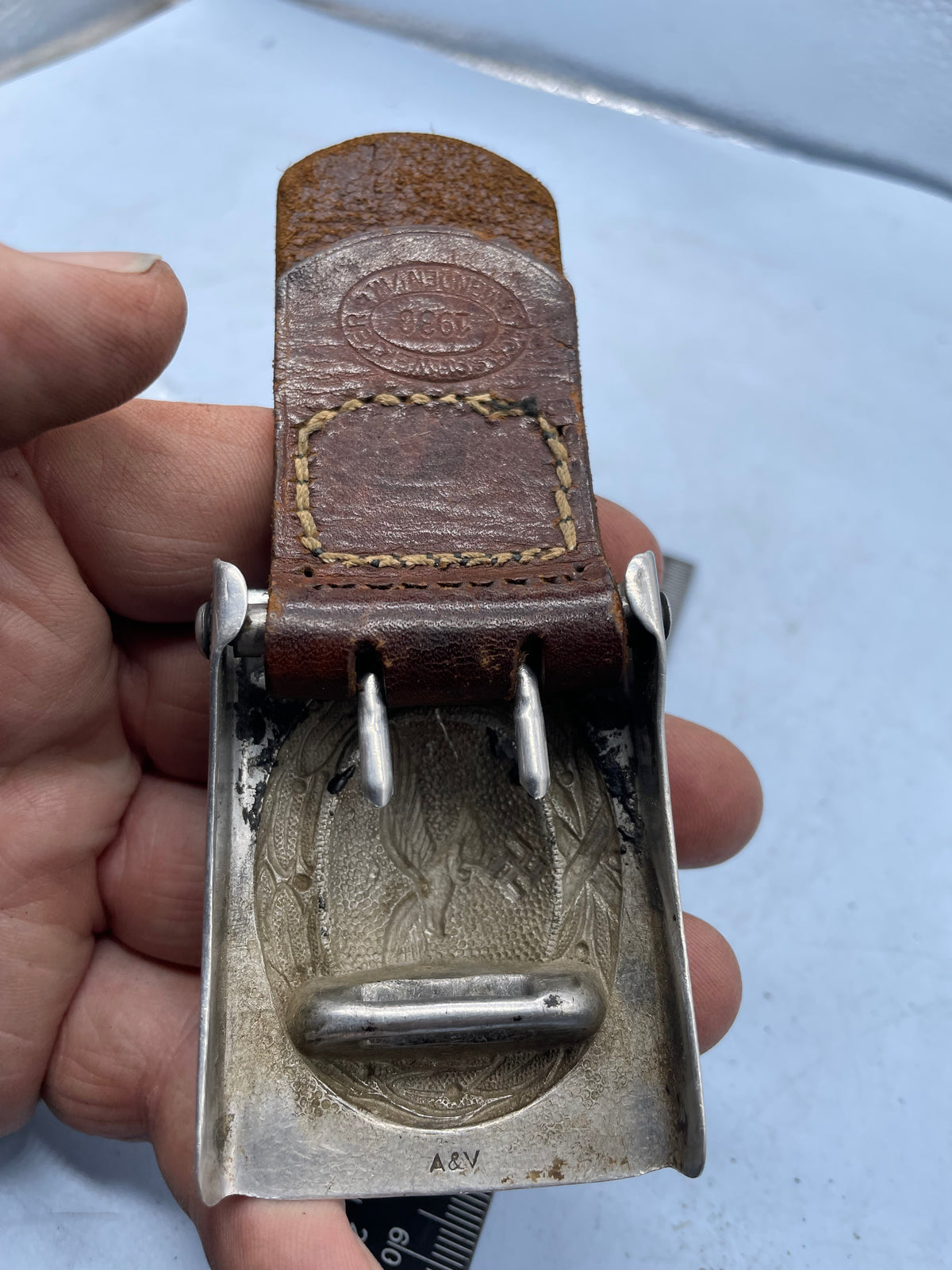 Original German Luftwaffe Aluminium Belt Buckle - de-nazified. - The Militaria Shop