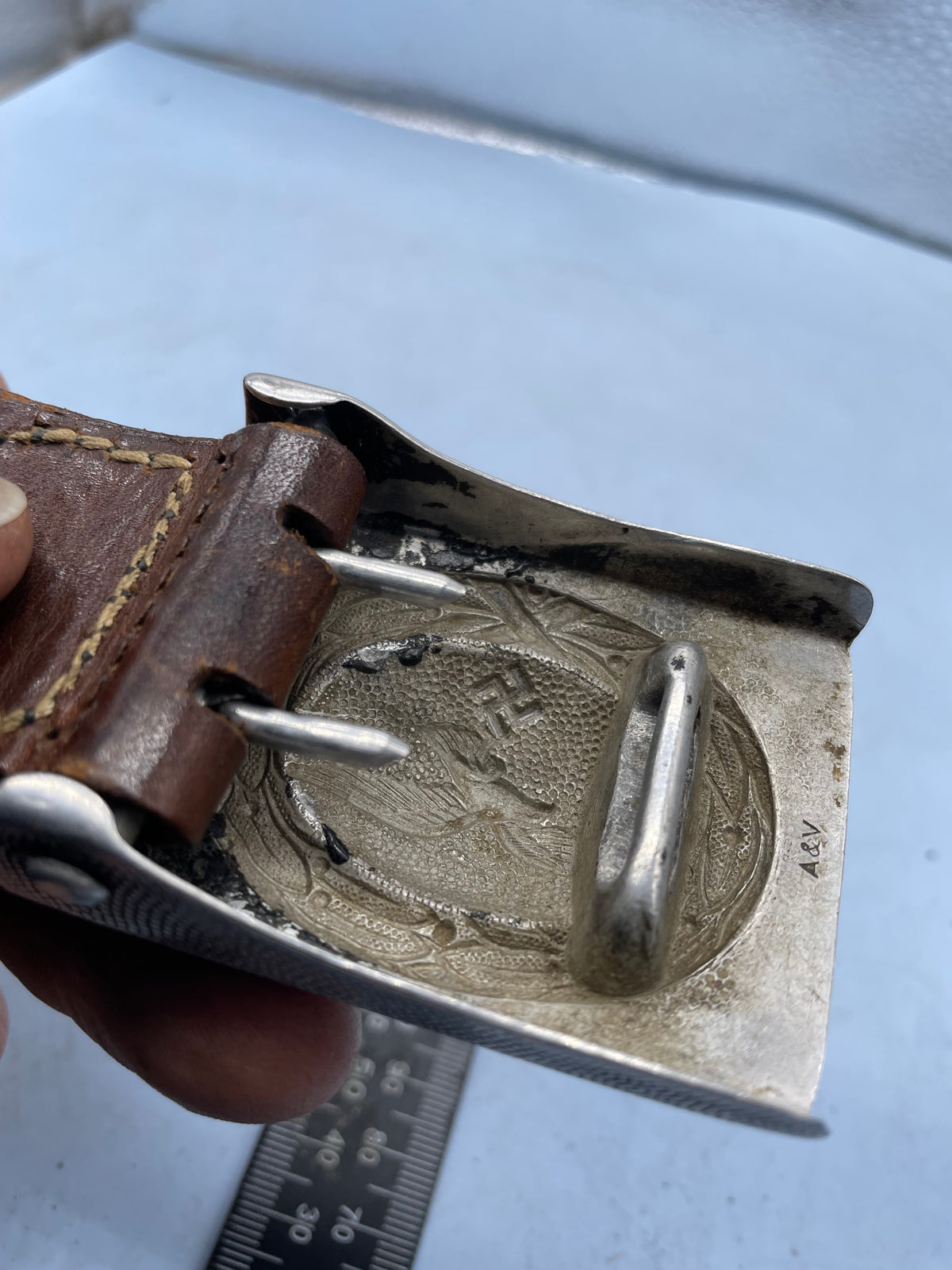 Original German Luftwaffe Aluminium Belt Buckle - de-nazified. - The Militaria Shop
