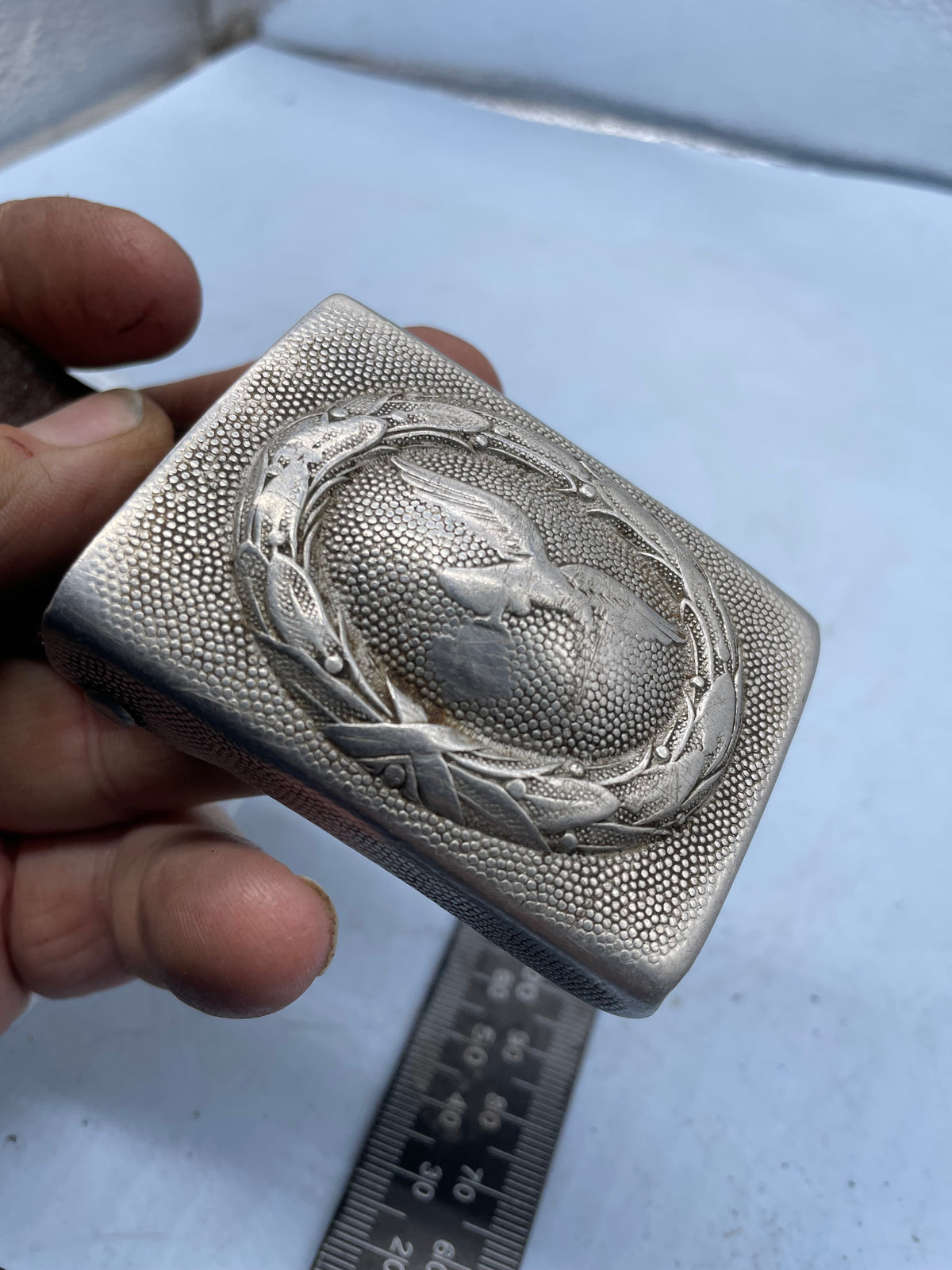 Original German Luftwaffe Aluminium Belt Buckle - de-nazified. - The Militaria Shop