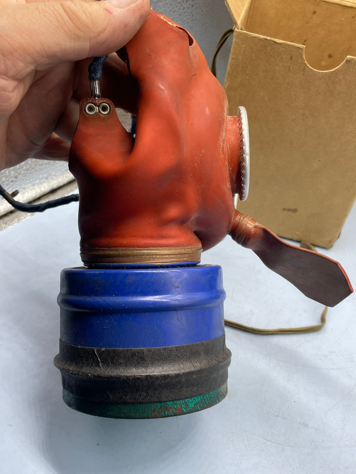 Original WW2 British Home Front Childs Mickey Mouse Gas Mask in original cardboard box with Earplugs - The Militaria Shop