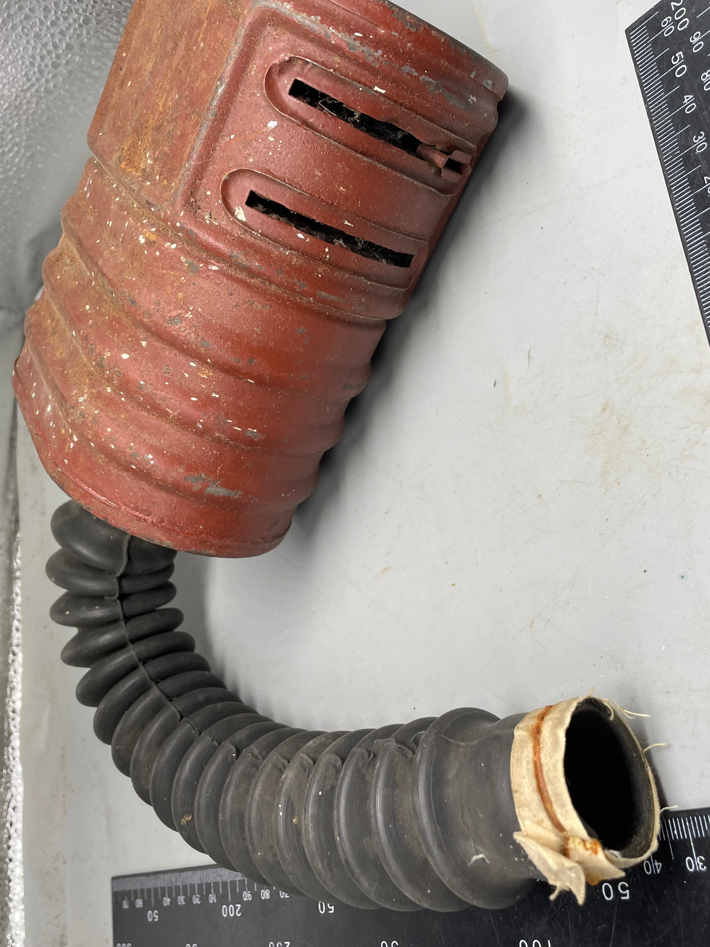 Original WW2 1941 Dated British Army Gas Mask Hose & Filter - The Militaria Shop