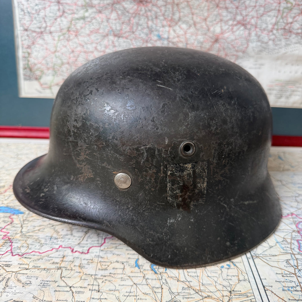 Original WW2 German Army Combat Helmet M40 Single Decal with Liner - The Militaria Shop