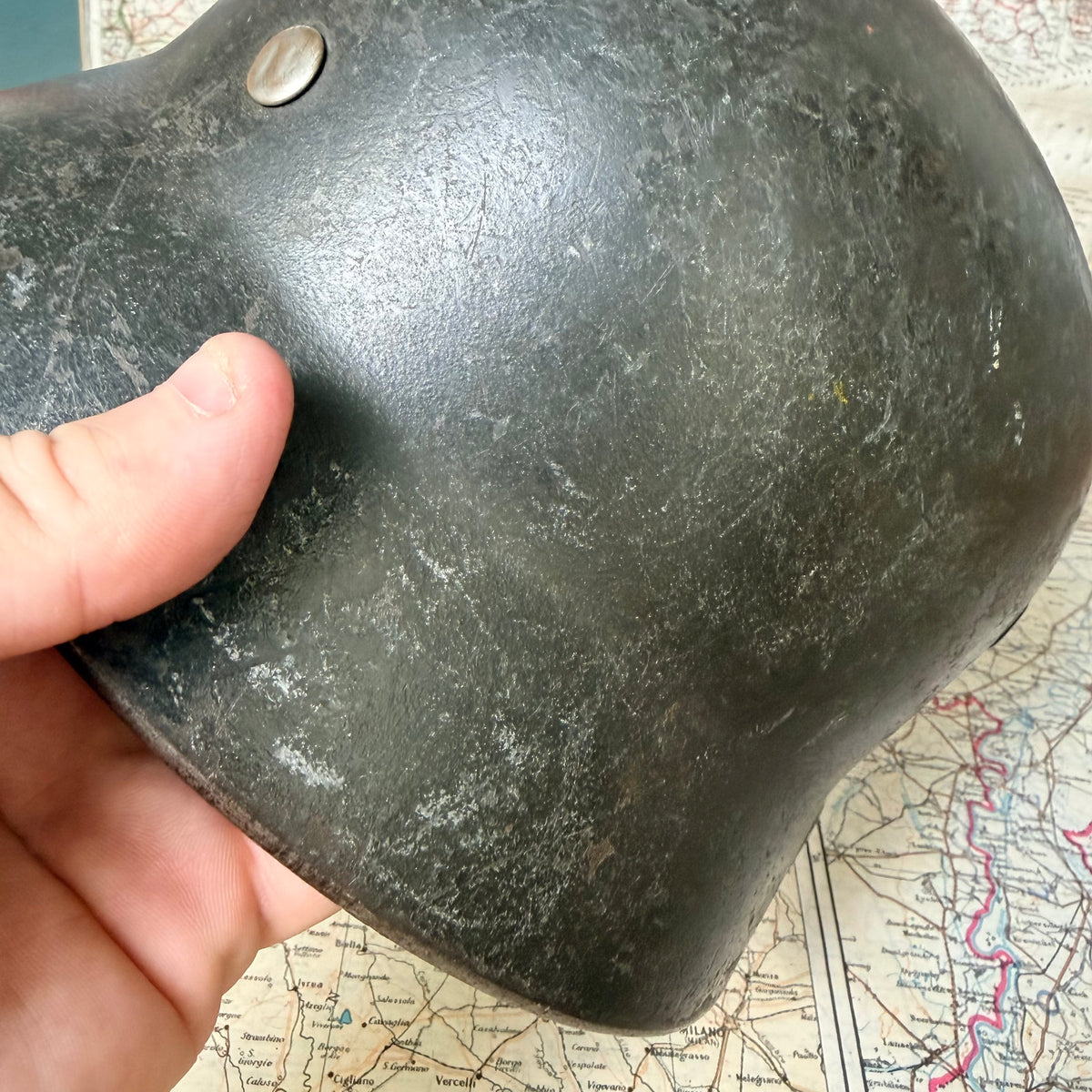 Original WW2 German Army Combat Helmet M40 Single Decal with Liner - The Militaria Shop