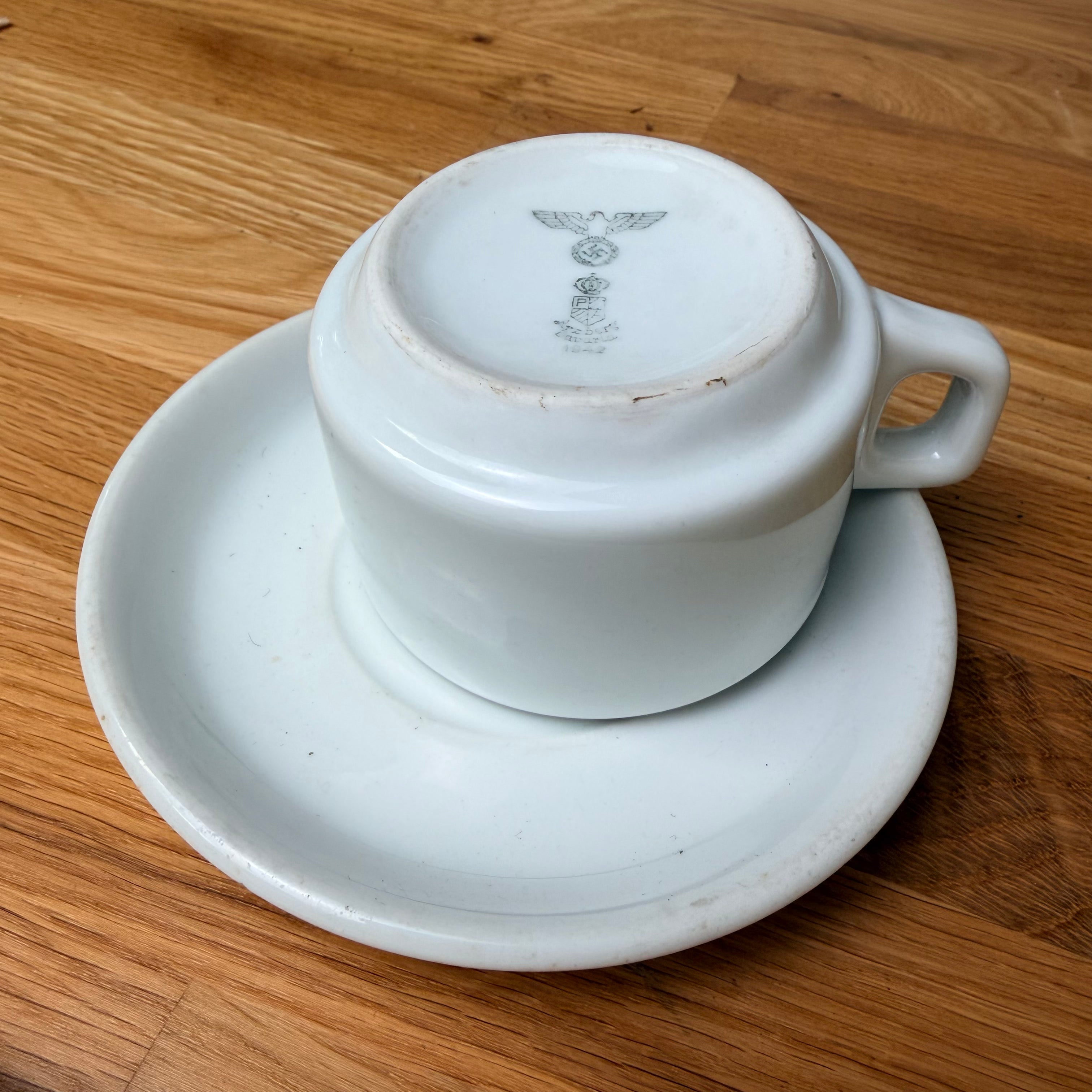 Original WW2 German Army Mess Cup & Saucer Set 1941 - The Militaria Shop