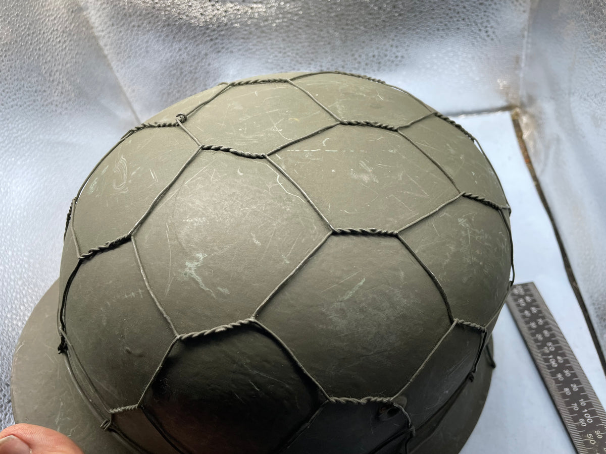 Reproduction WW2 German Double Decal SS Helmet with Chicken Wire - Size 68cm - The Militaria Shop
