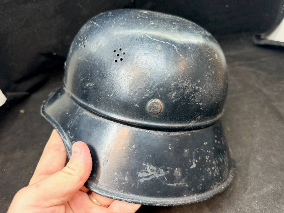 Original WW2 German M38 Luftschutz Gladiator Helmet - Complete - The Militaria Shop