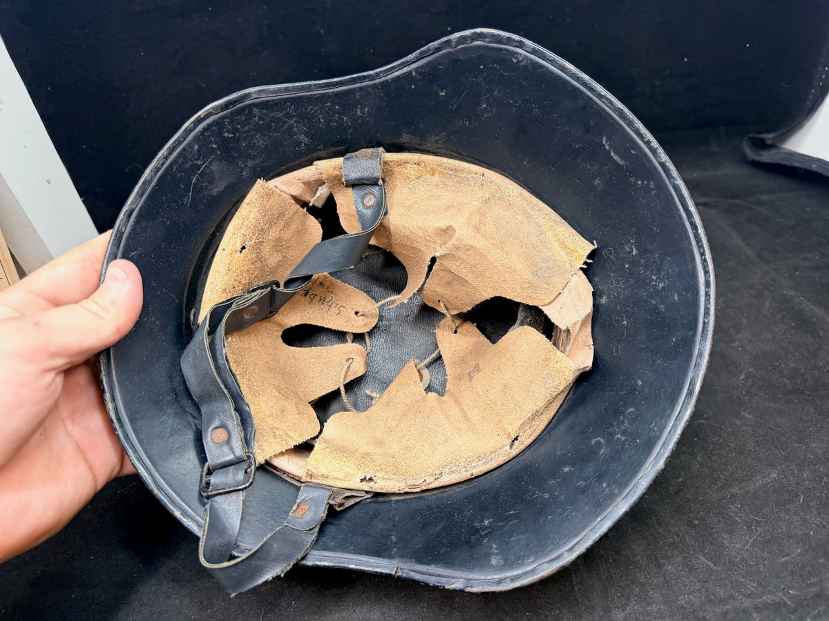 Original WW2 German M38 Luftschutz Gladiator Helmet - Complete - The Militaria Shop
