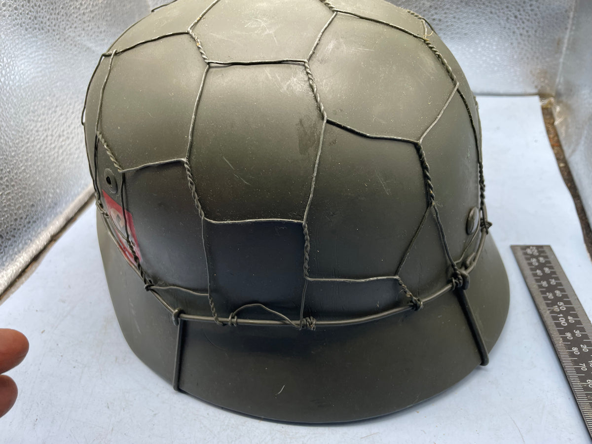 Reproduction WW2 German Double Decal SS Helmet with Chicken Wire - The Militaria Shop