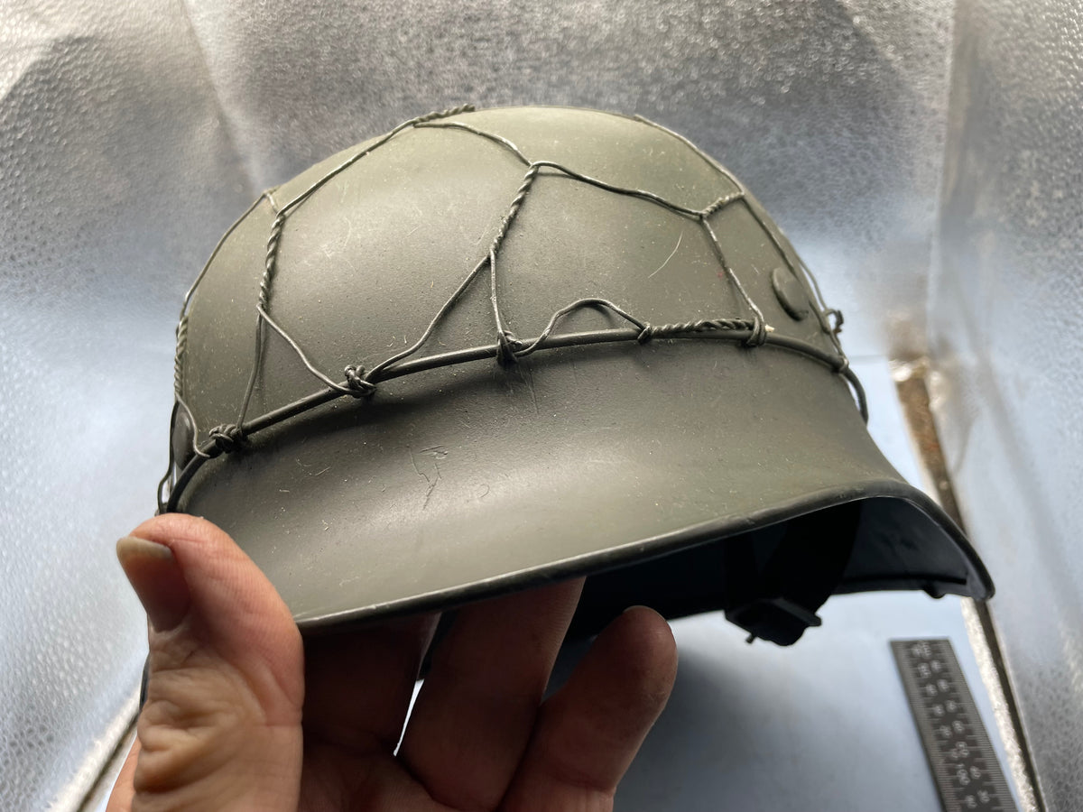 Reproduction WW2 German Double Decal SS Helmet with Chicken Wire - The Militaria Shop