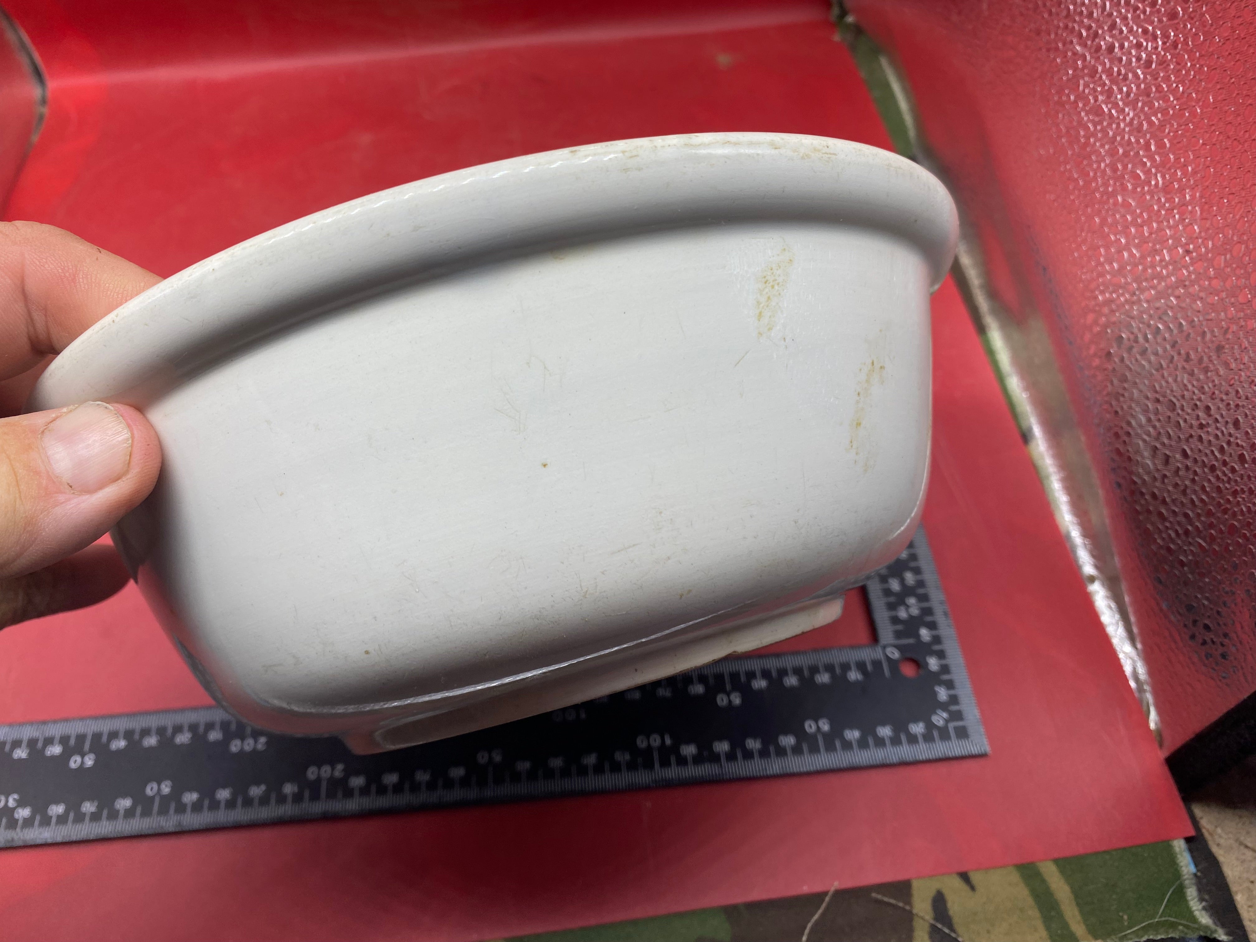 WW2 German Army Large Heavy White Porcelain Cooking Bowl. - The Militaria Shop