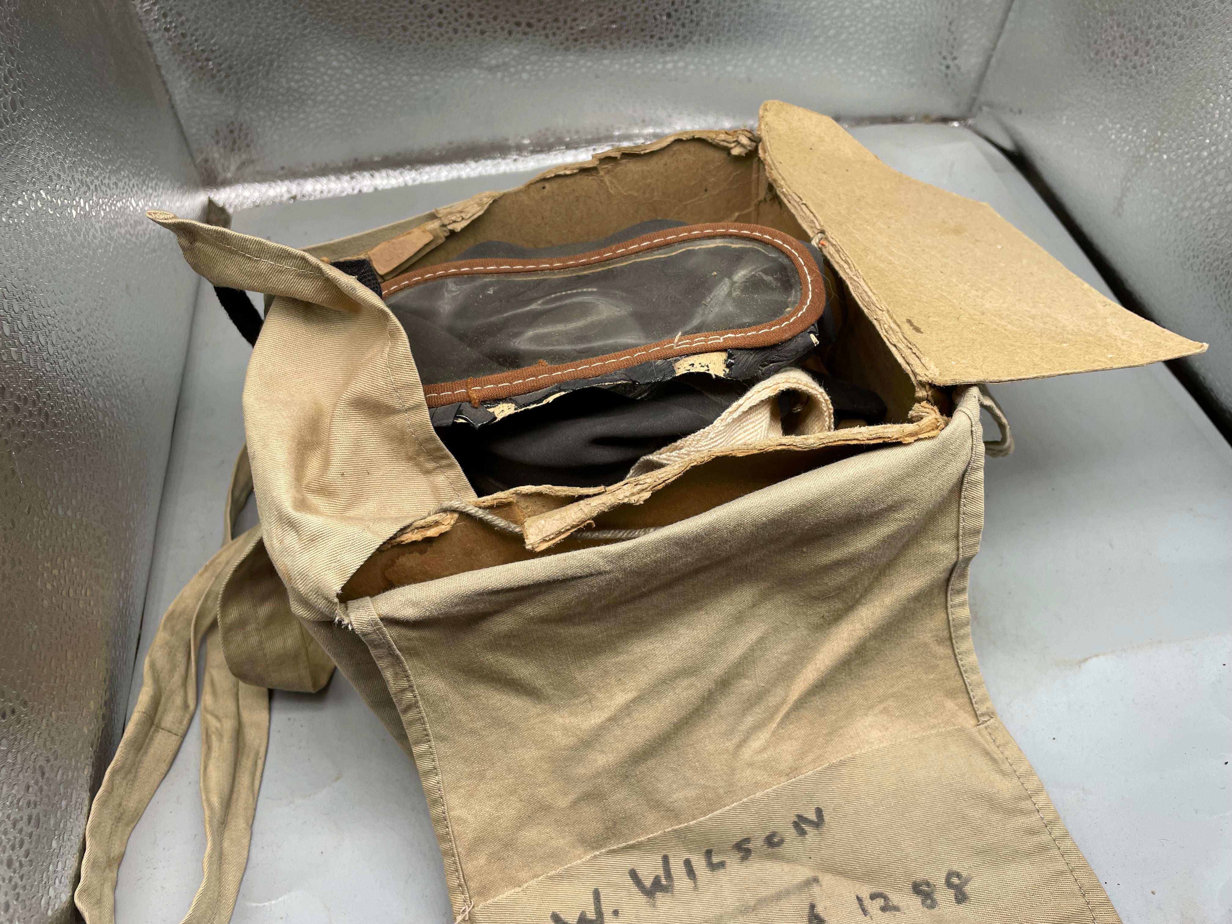 Original British Civilian Gas Mask in Cardboard Carrying Box - The Militaria Shop