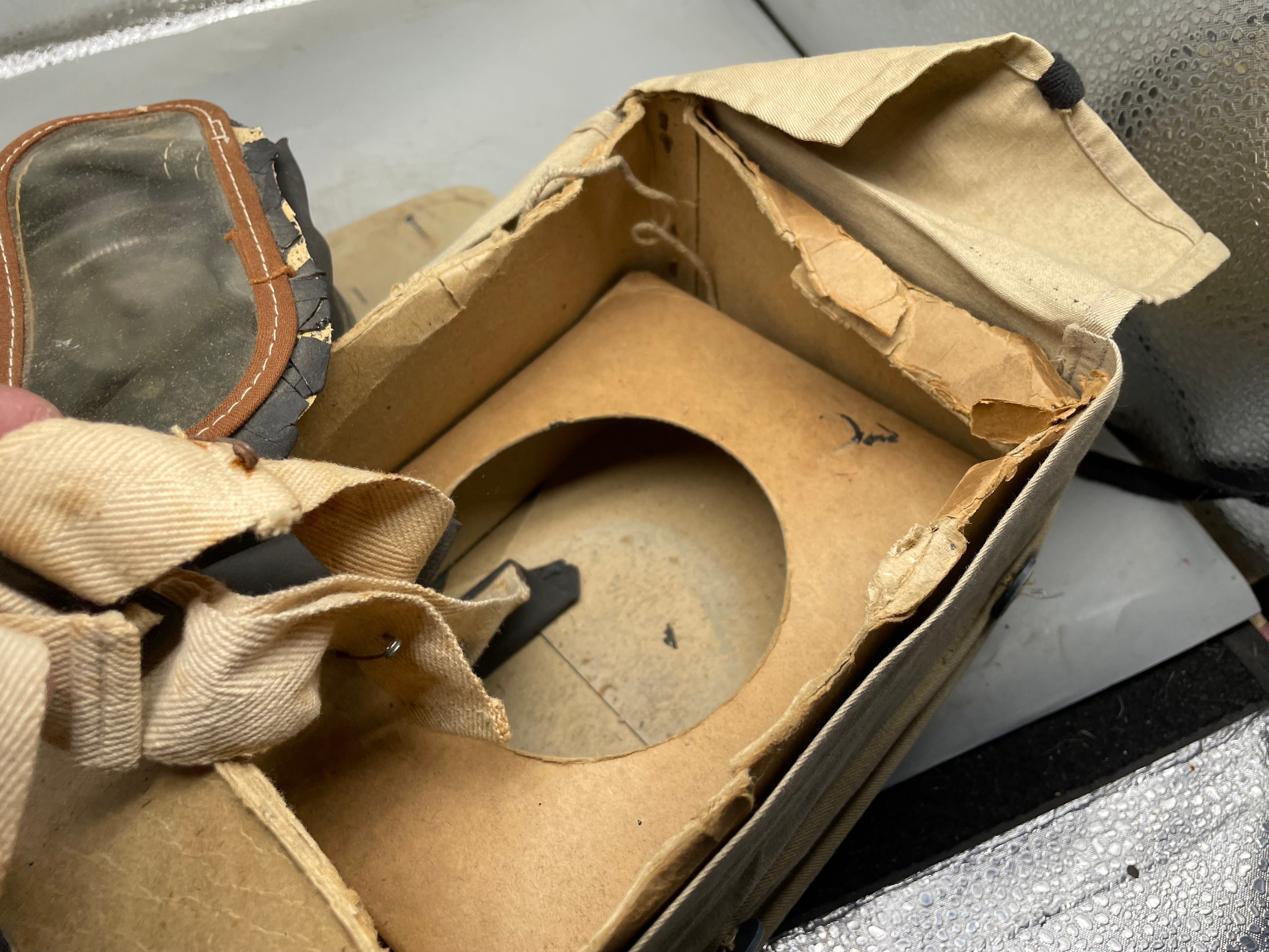 Original British Civilian Gas Mask in Cardboard Carrying Box - The Militaria Shop