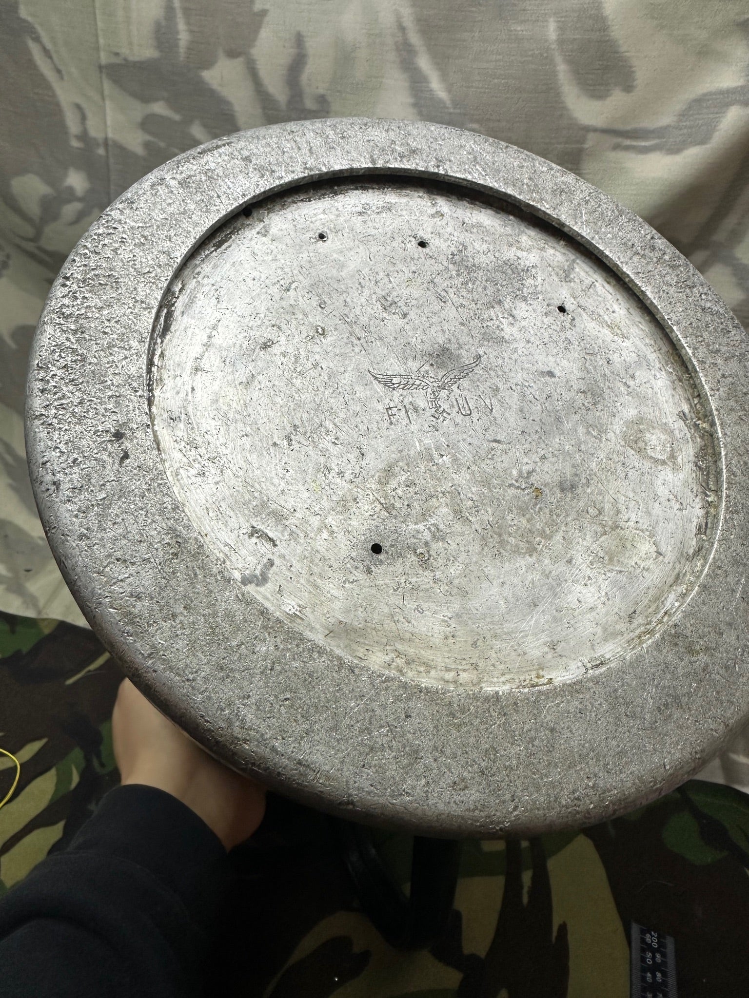 Original WW2 German Luftwaffe F.L.U.V Alloy Water Jug 1940 Dated - The Militaria Shop