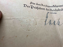 Load image into Gallery viewer, 2nd Original WW2 German Railway Award Certificate issued to a Railway Assistant. - The Militaria Shop