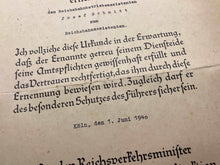 Load image into Gallery viewer, 2nd Original WW2 German Railway Award Certificate issued to a Railway Assistant. - The Militaria Shop