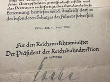 Load image into Gallery viewer, 2nd Original WW2 German Railway Award Certificate issued to a Railway Assistant. - The Militaria Shop