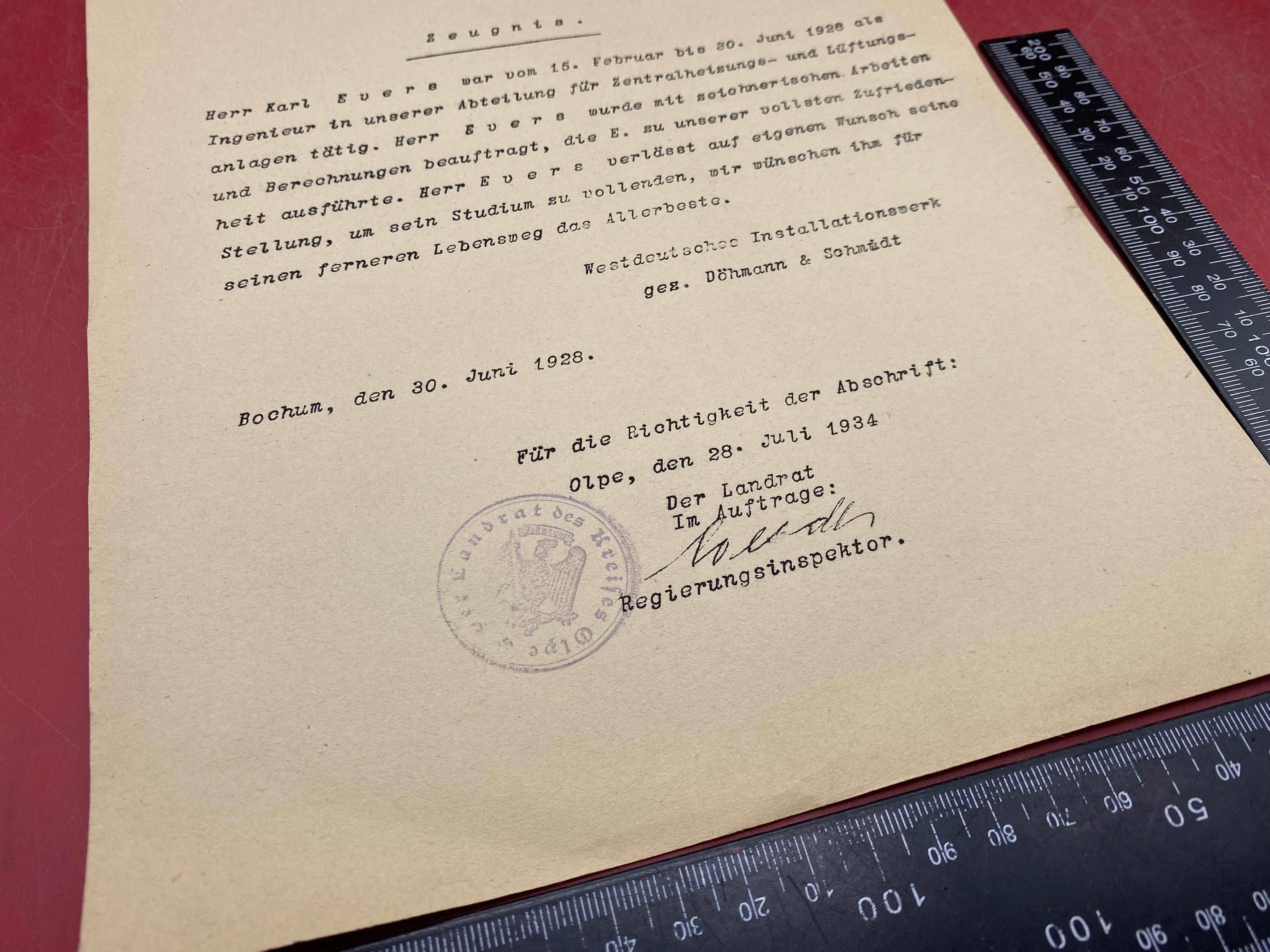 1928 Dated German Engineering Letter with nice Rubber Stamp. - The Militaria Shop