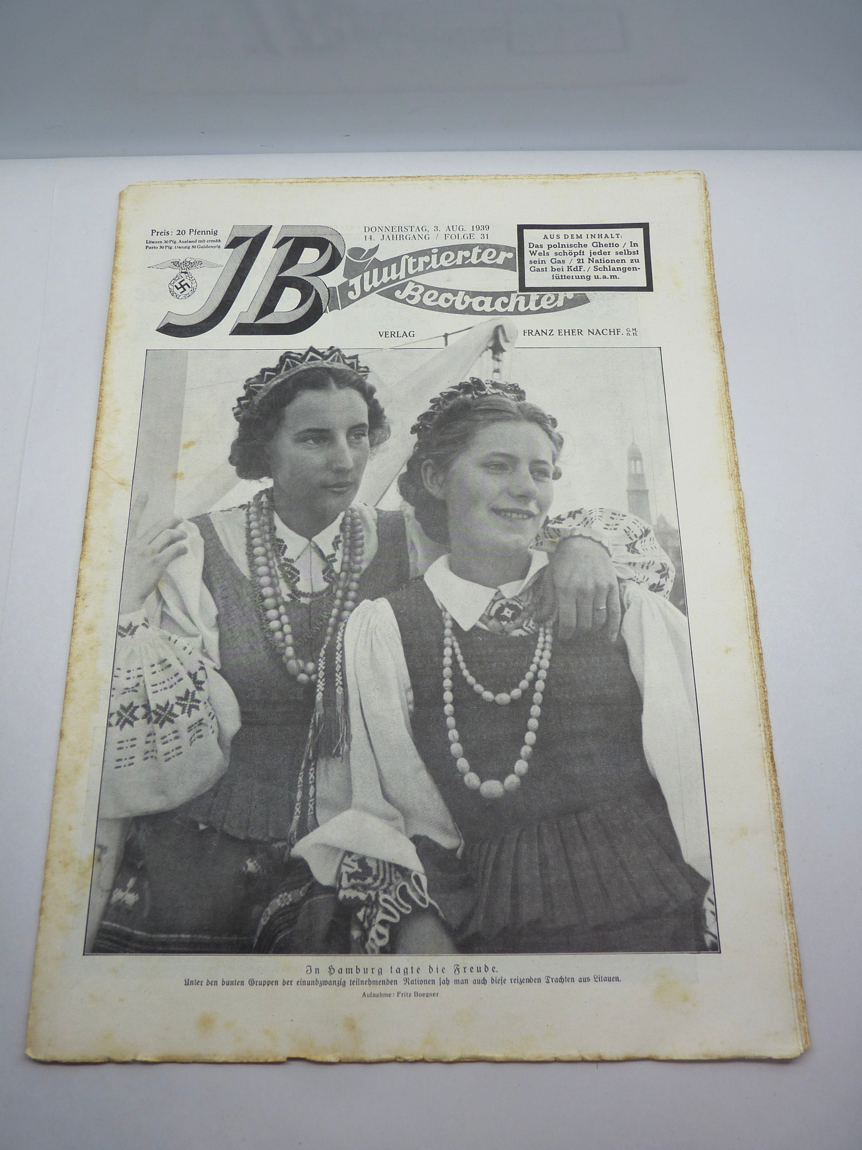 JB Juustrierter Beobachter NSDAP Magazine Original WW2 German - 3rd August 1939 - The Militaria Shop
