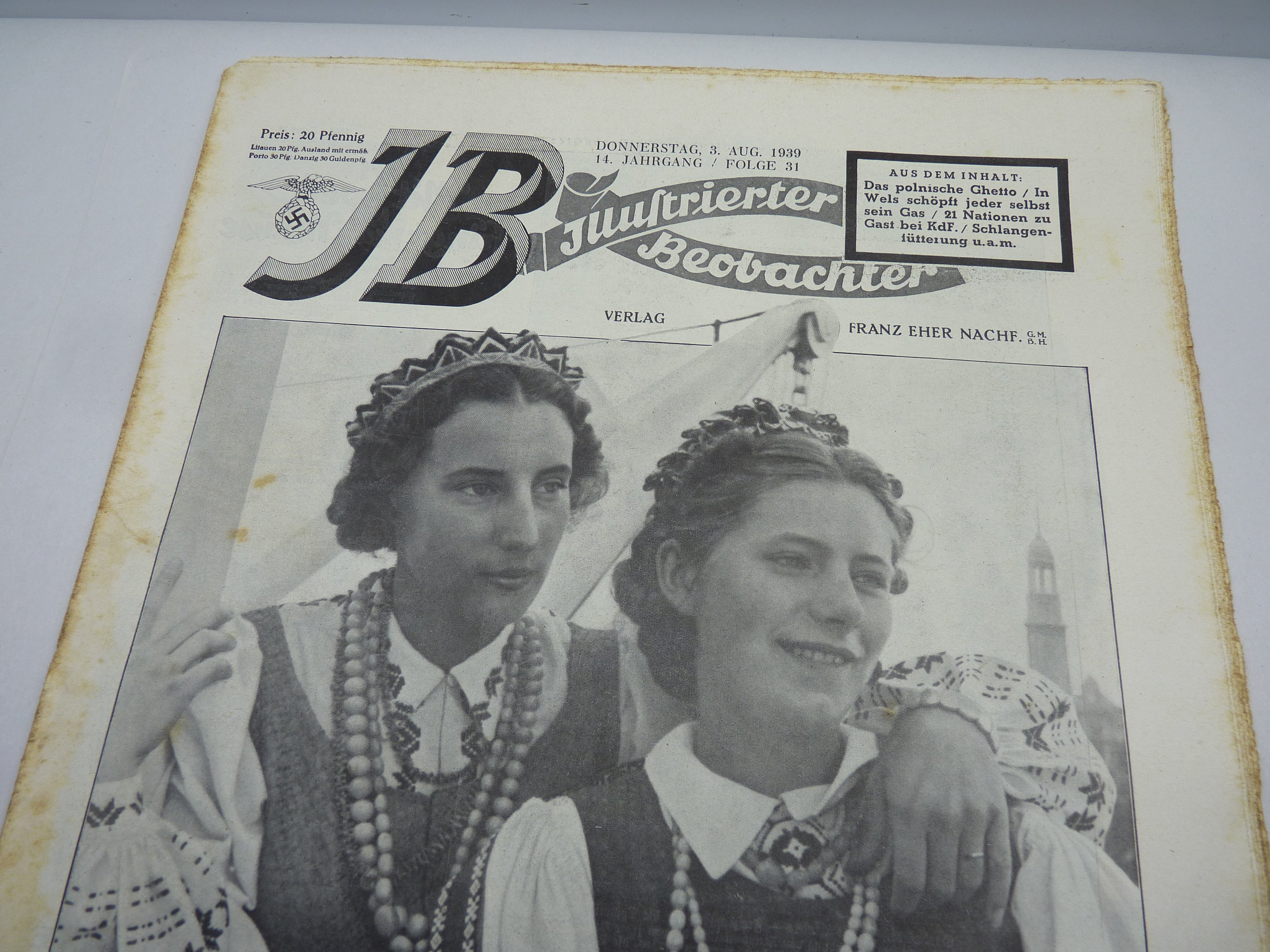 JB Juustrierter Beobachter NSDAP Magazine Original WW2 German - 3rd August 1939 - The Militaria Shop