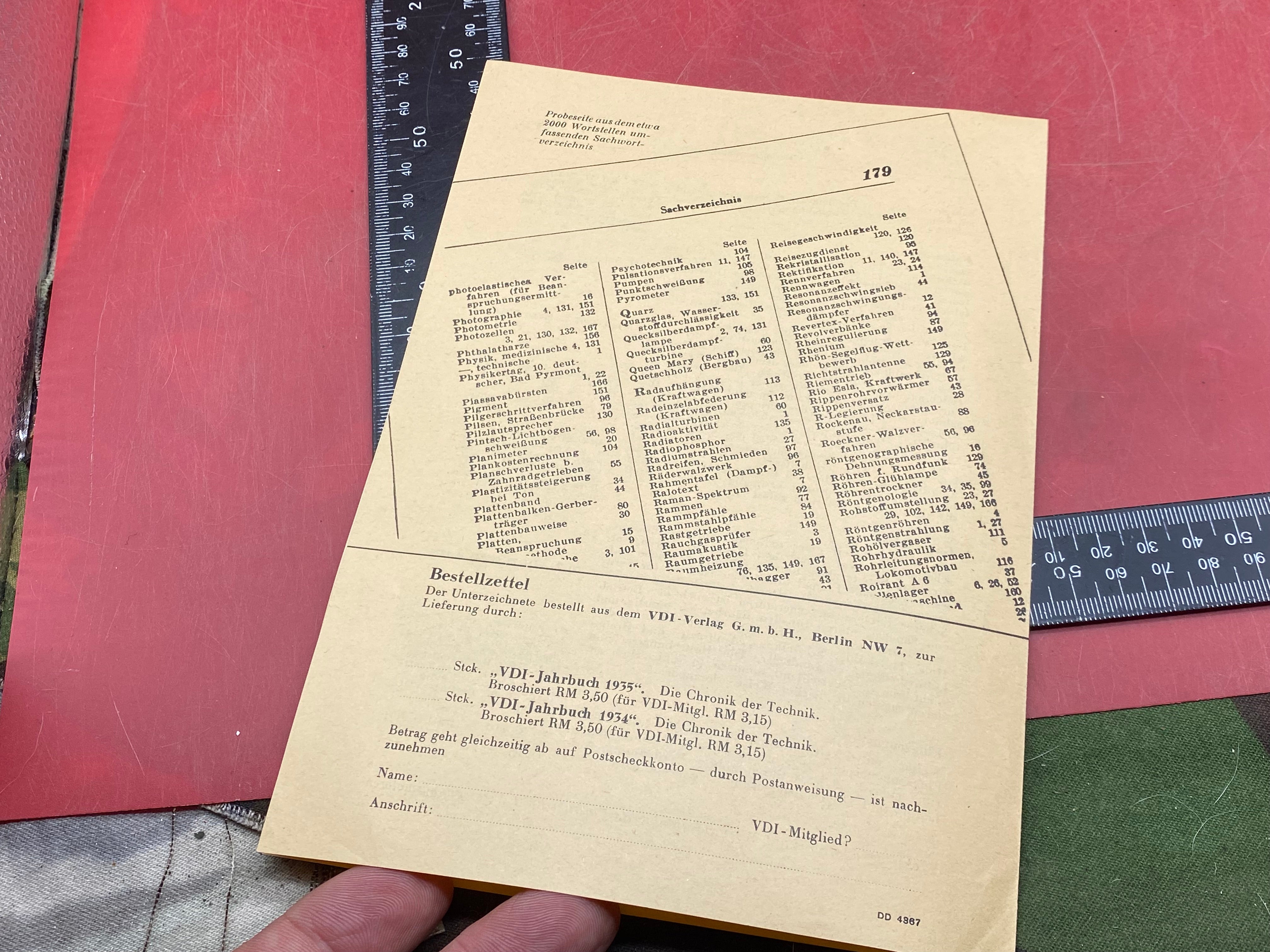 A WW2 German VDI Yearbook Document Dated 1935. Interesting Original - The Militaria Shop