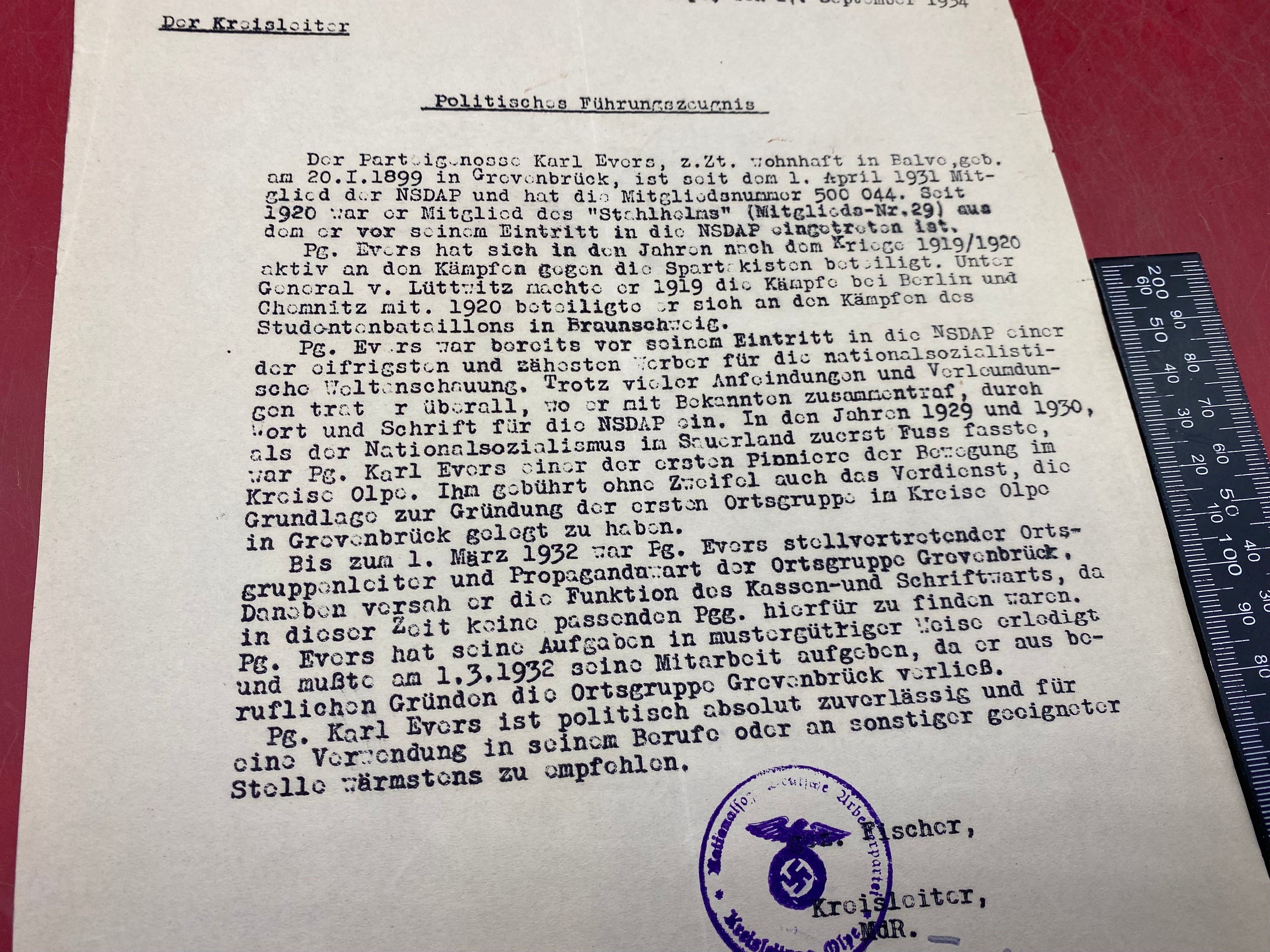 Interesting WW2 German paper and letter dated 1934. - The Militaria Shop