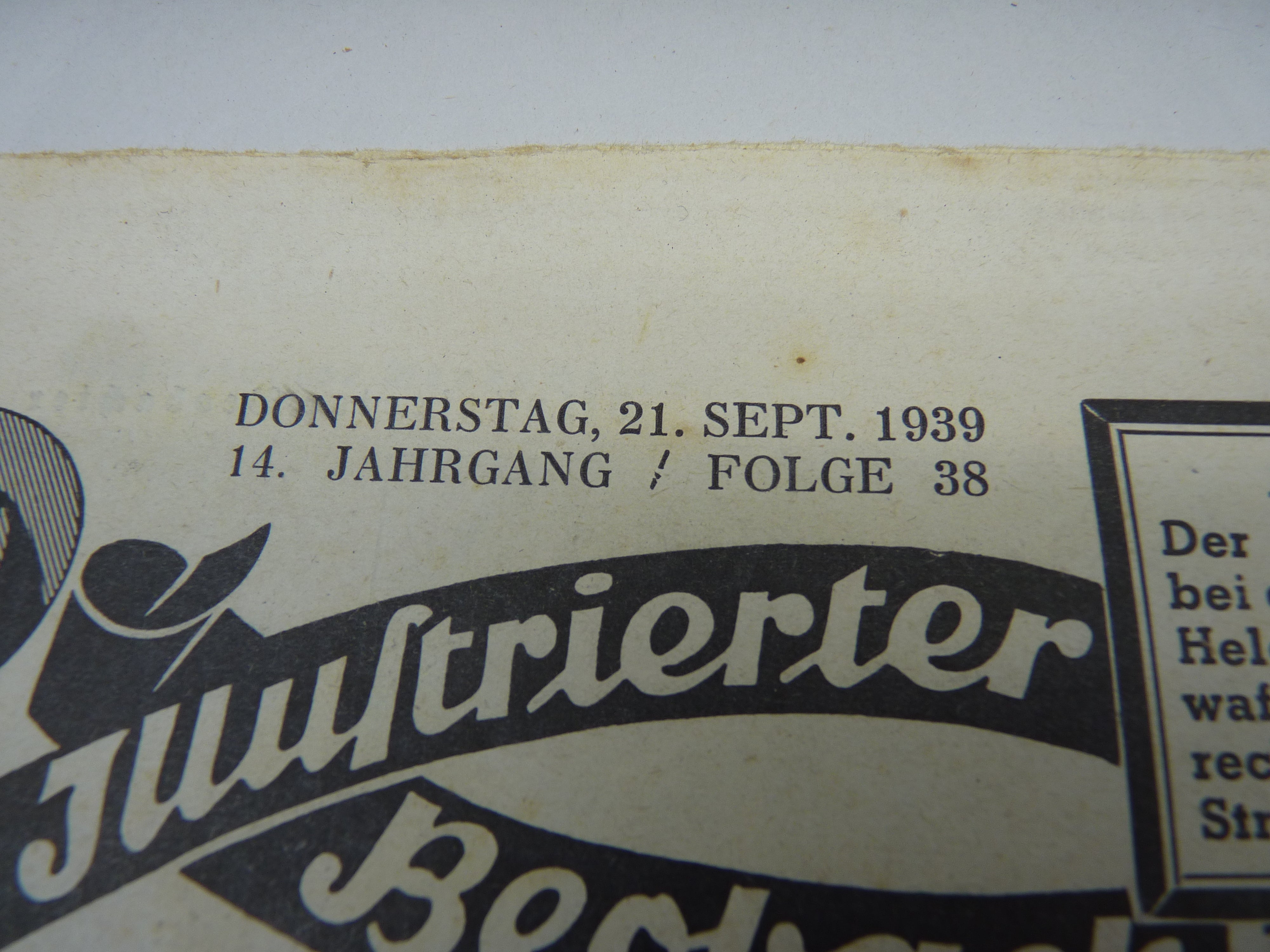 JB Juustrierter Beobachter NSDAP Magazine Original WW2 German - 21st September 1939 - The Militaria Shop