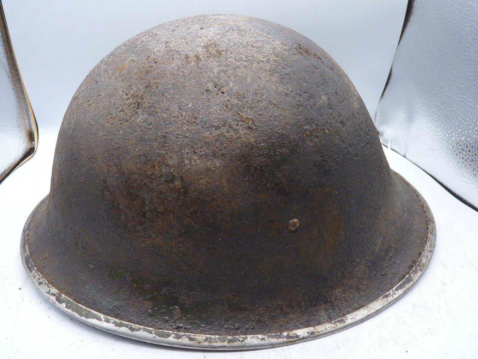 Original WW2 British / Canadian Army Mk3 High Rivet Turtle Army Combat Helmet - The Militaria Shop
