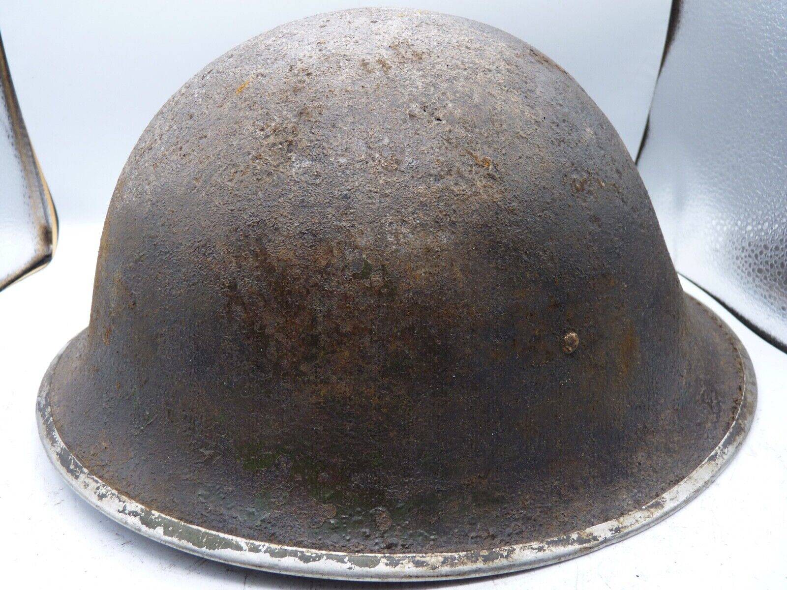 Original WW2 British / Canadian Army Mk3 High Rivet Turtle Army Combat Helmet - The Militaria Shop