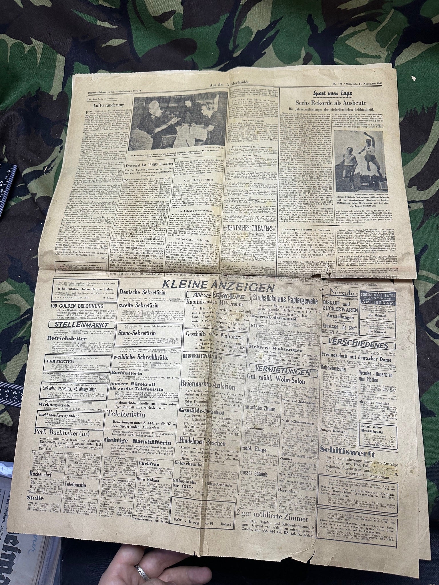 Original WW2 German Party Deutsche Zeitung Political Newspaper - 24th November 1943 - The Militaria Shop