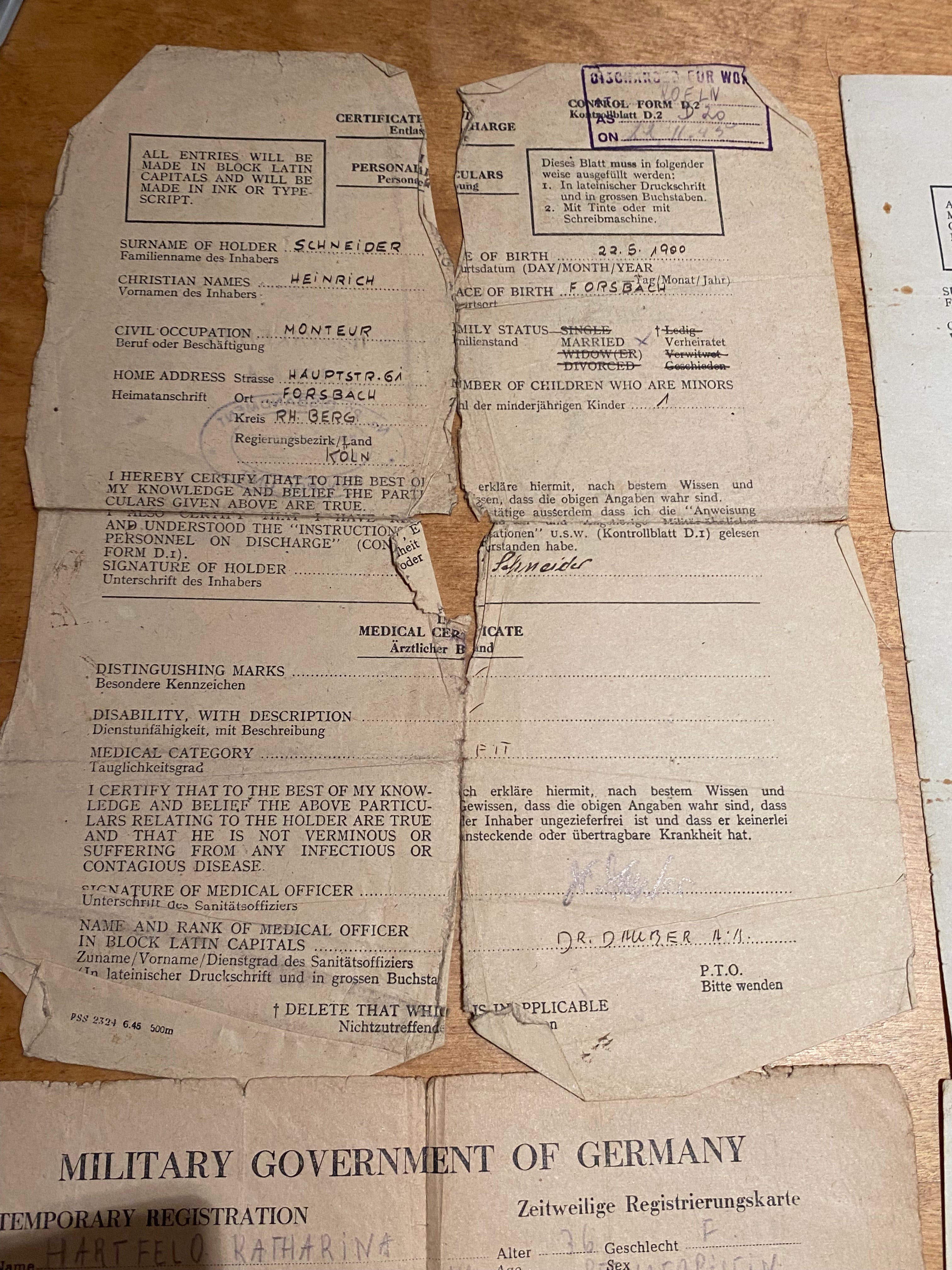 WW2 German / British Occupation of Germany - Military Documents. Interesting Group. - The Militaria Shop